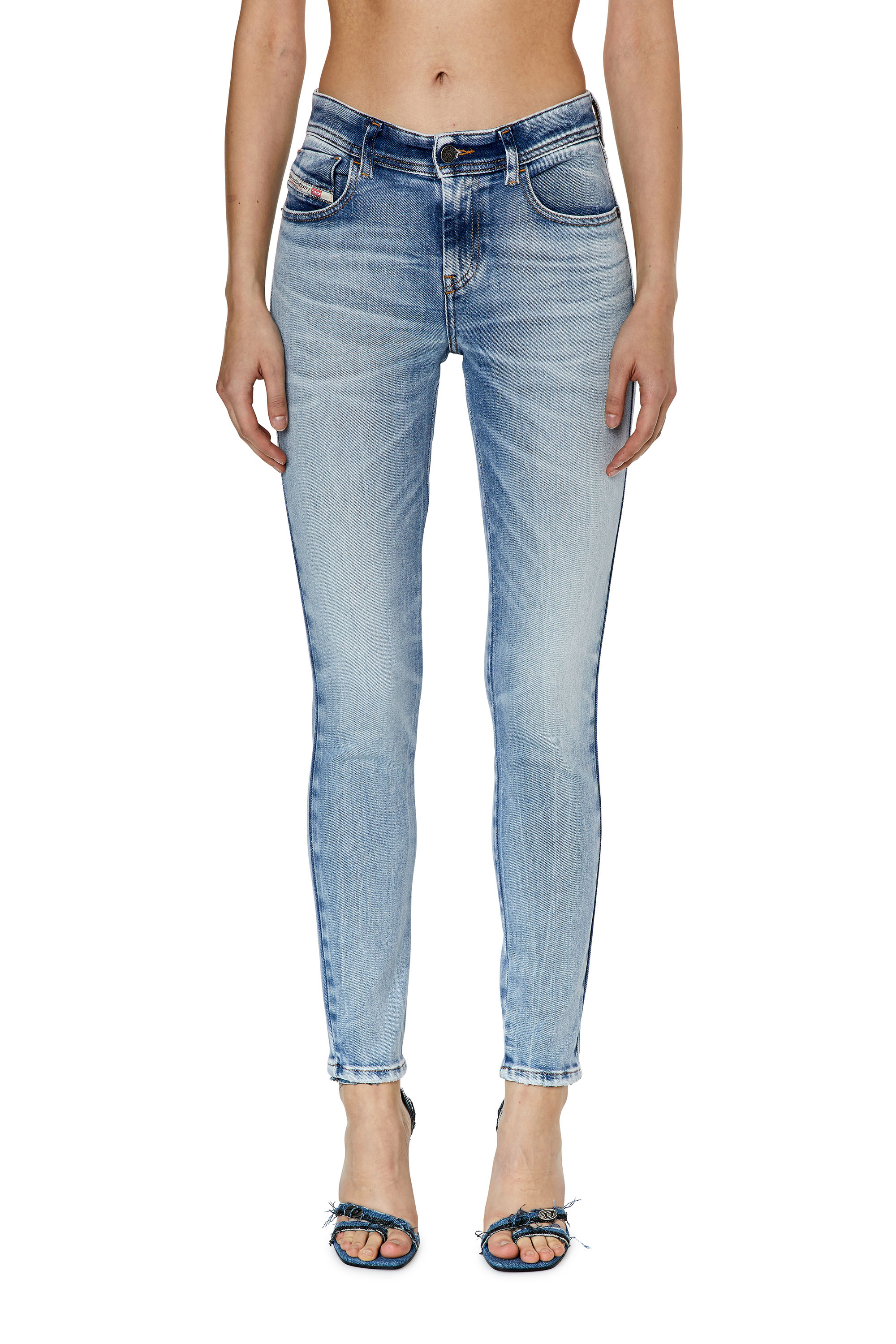 Diesel - 2017 Slandy 09G18 Super skinny Jeans, Light Blue - Image 1