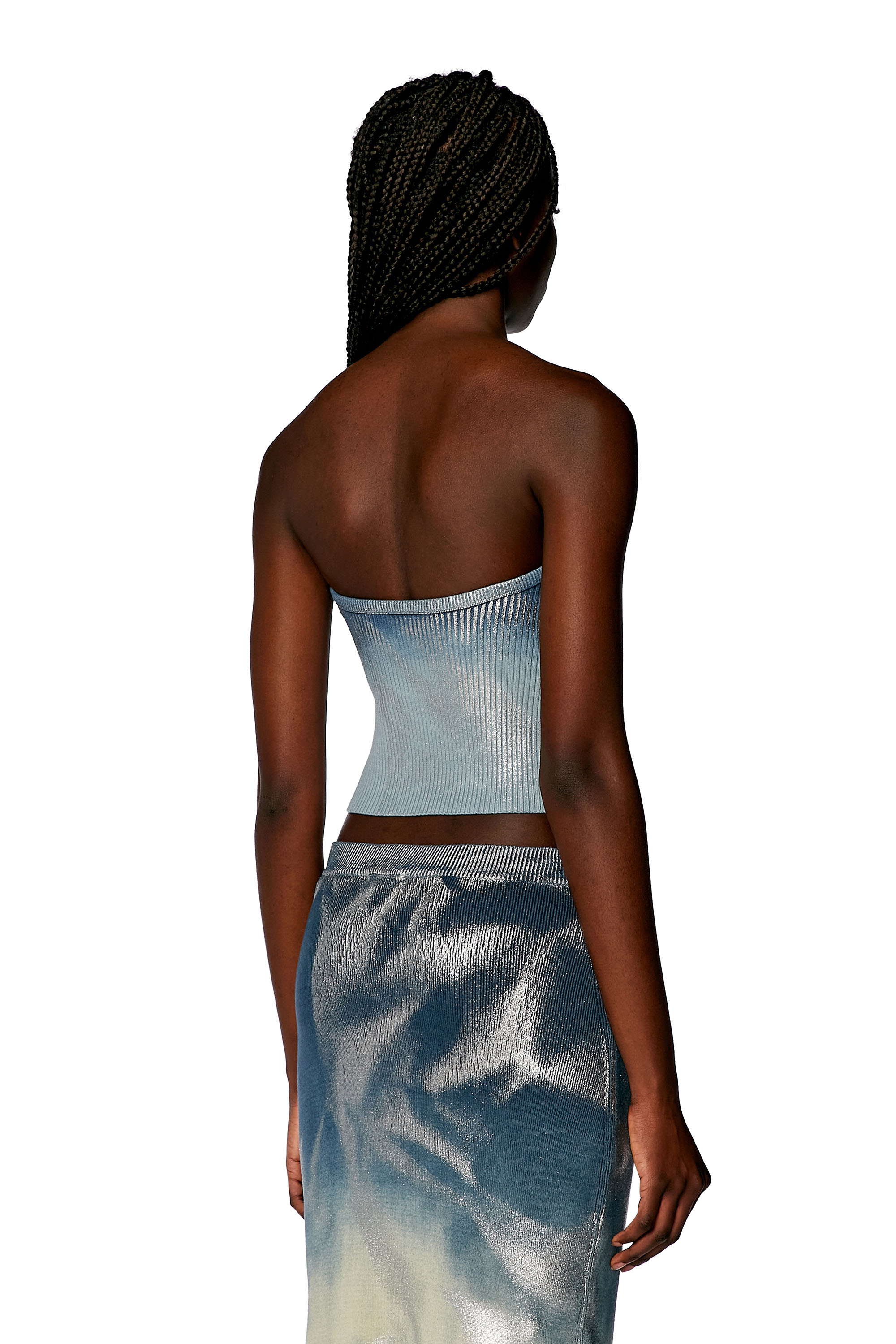Diesel - M-CLARKSVILLEX-B, Woman Knit tube top with metallic effects in Blue - Image 4