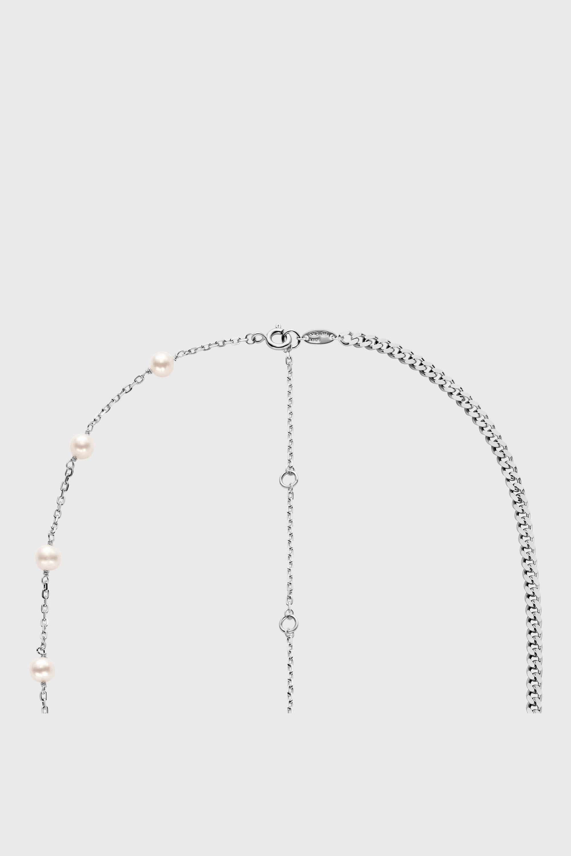 Diesel - DL1373040, Unisex's Sterling silver and pearl chain necklace in Silver - 3