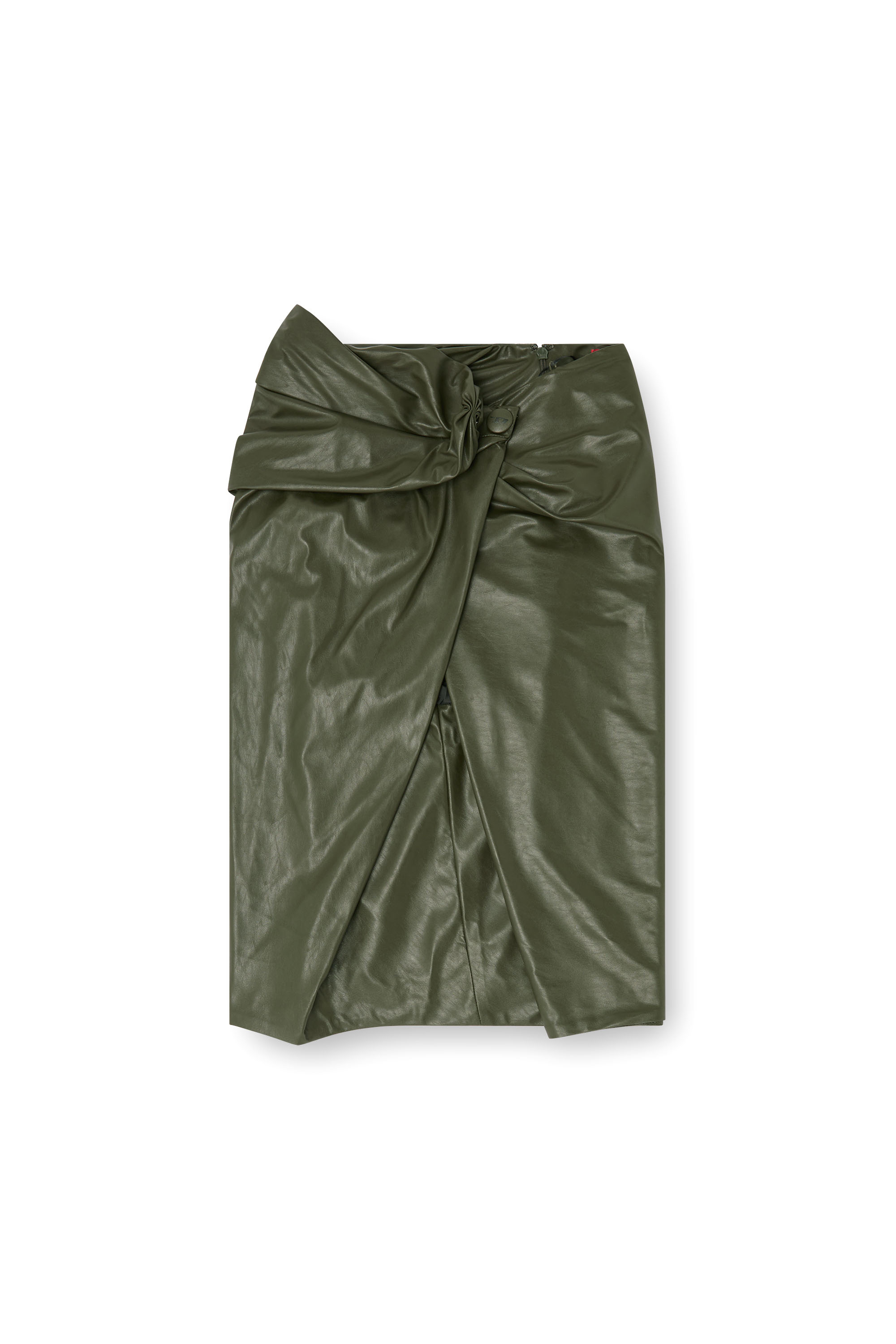 Diesel - O-DASLI, Woman's Draped pencil skirt with split in Green - 2