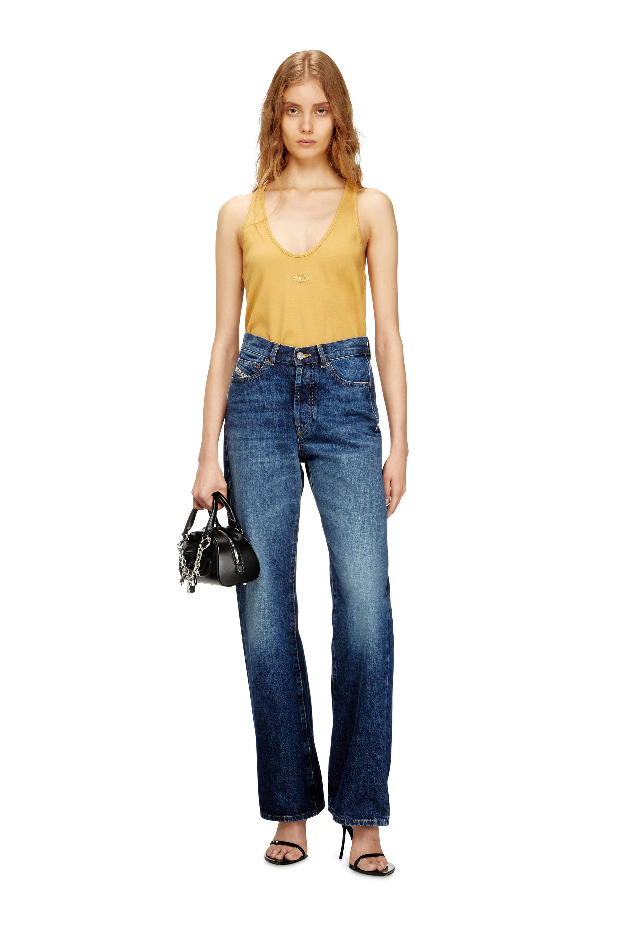 Diesel - T-IPSYA-LKDS, Woman's Ribbed tank top with Oval D in Orange - 1