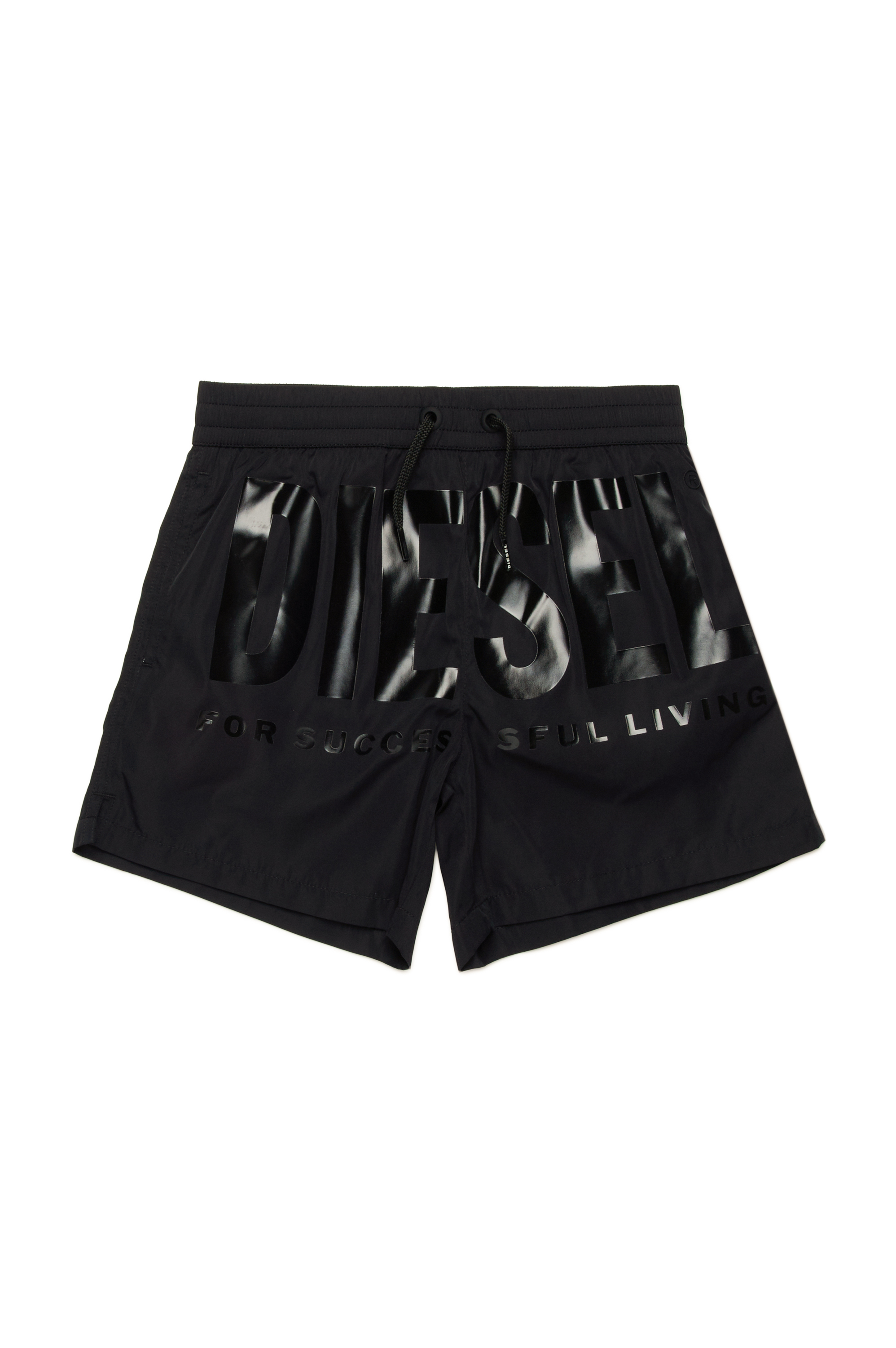 Diesel - MKENM, Man's Swim shorts with tonal Biscotto logo in Black - 1