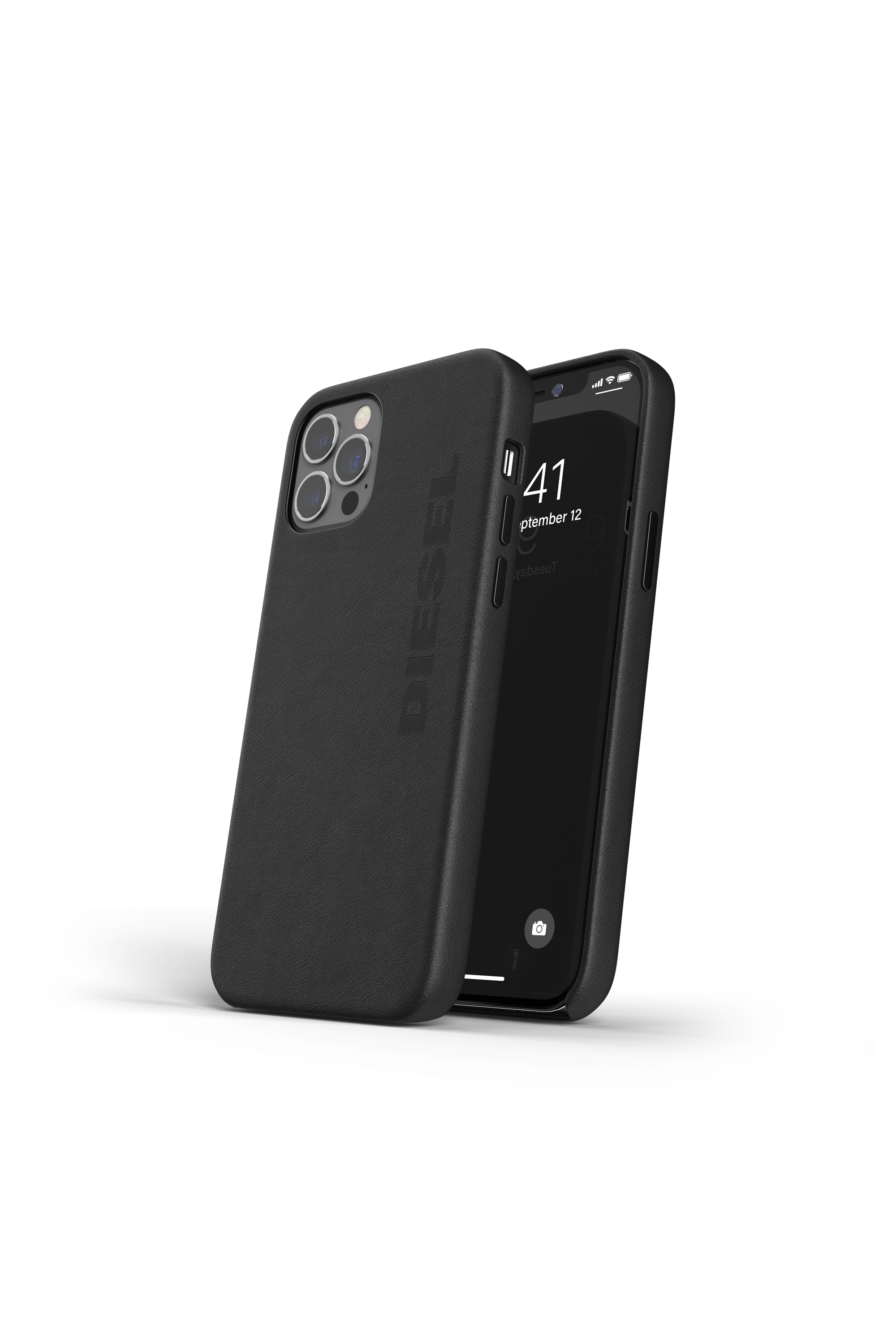 Diesel - 42516 STANDARD CASE, Unisex's Moulded case premium leather wrap for iPhone 12/12 Pro in Black - 3