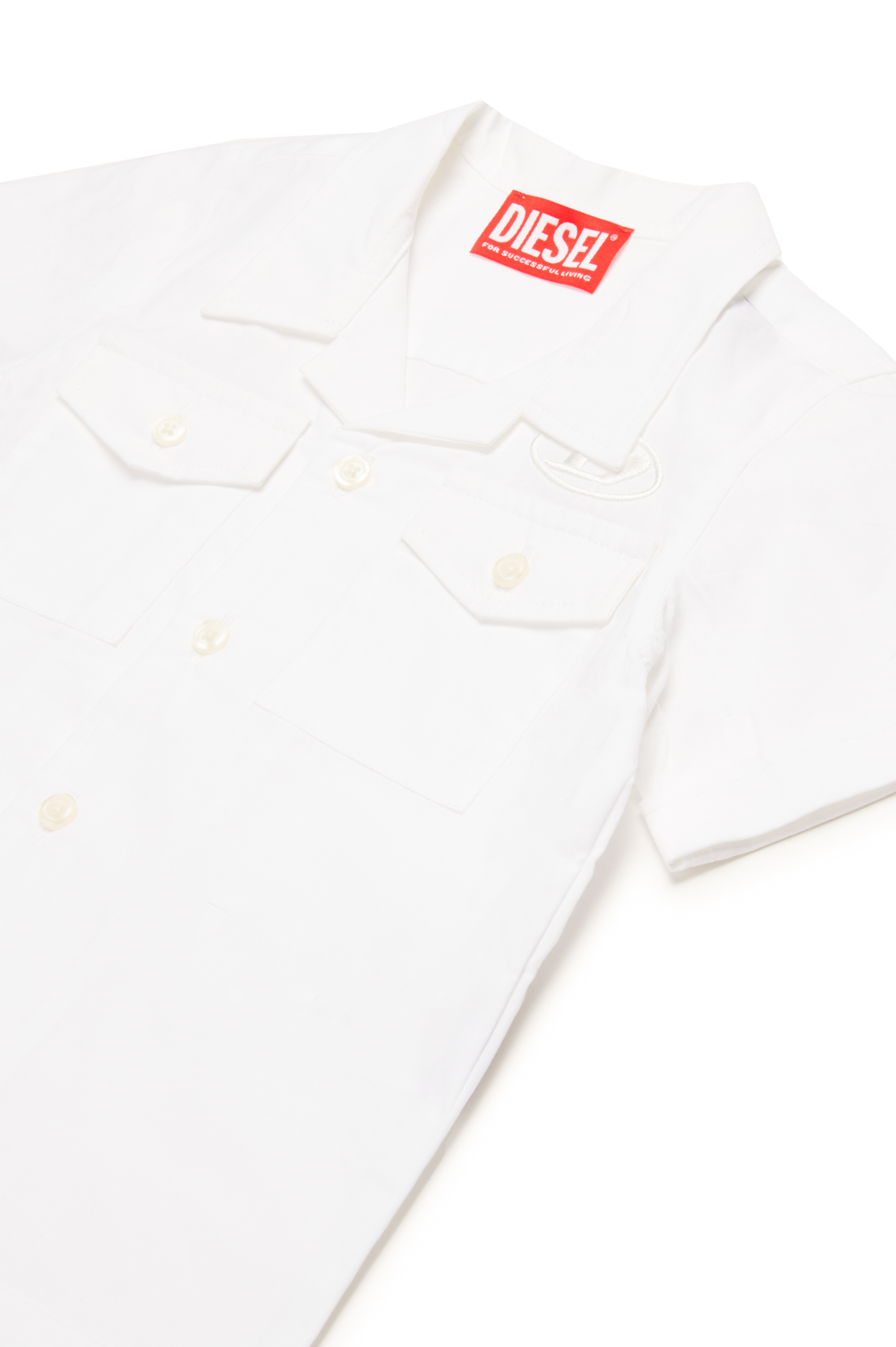 Diesel - CSMAC22B, Man's Bowling shirt with Oval D embroidery in White - 3