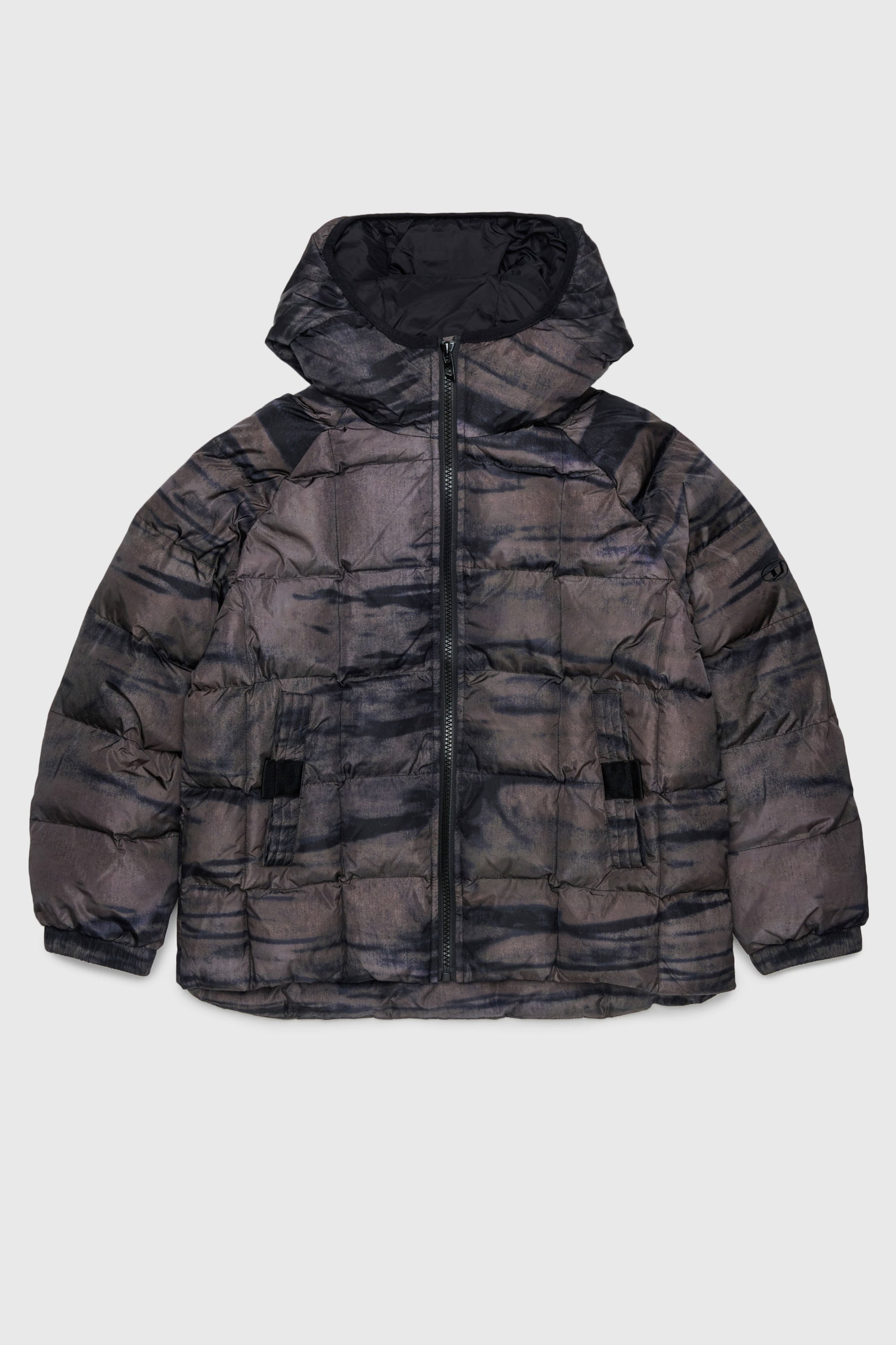 Diesel - JDEN, Man's Puffer jacket with streaky graphic print in Green - 1