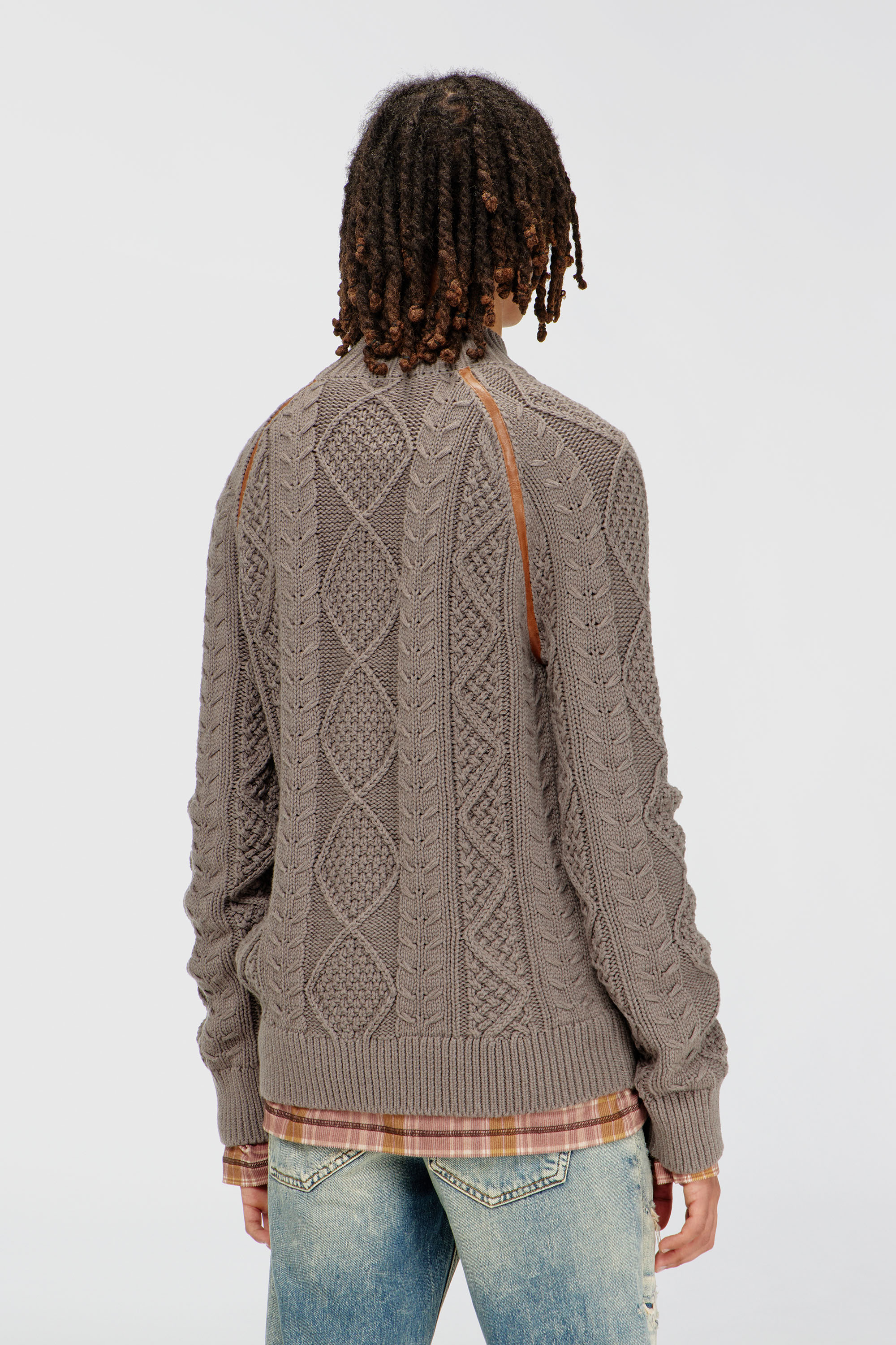 Diesel - K-INOME, Man's Turtleneck jumper in cable knit in Grey - 4