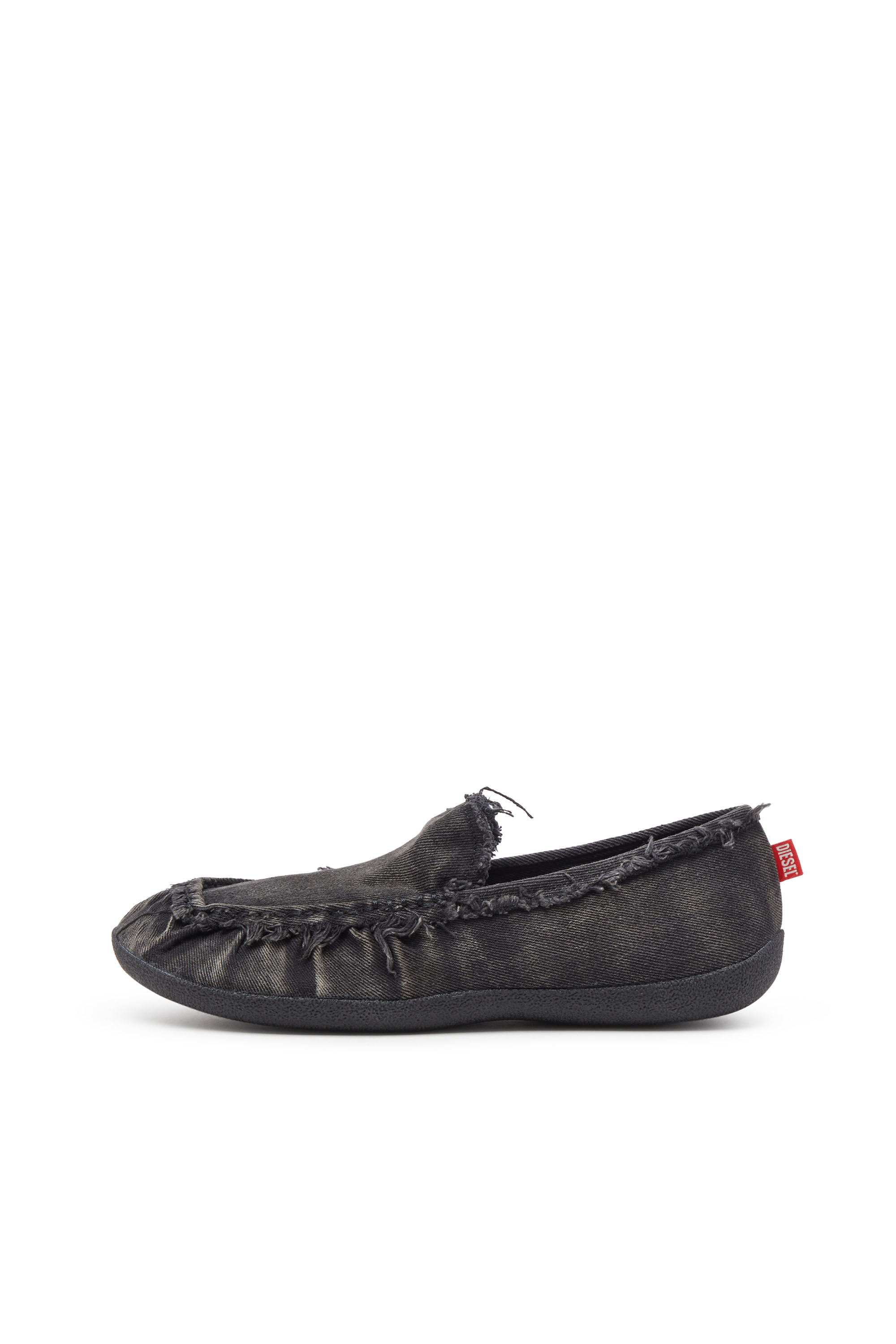 Diesel - D-SHOCK MOC, Man's D-Shock-Distressed denim loafers in Black - 3