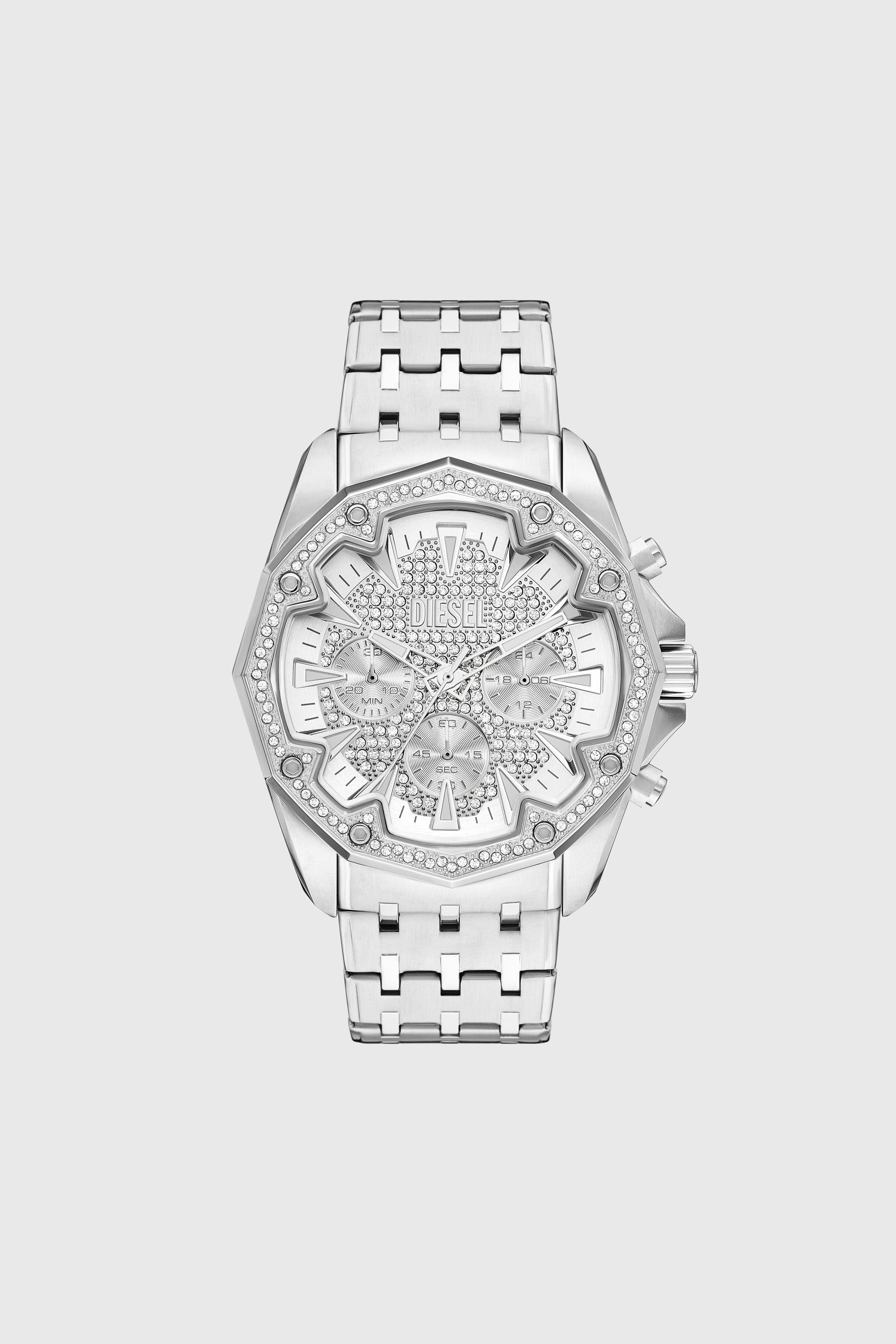 Diesel - DZ4734 WATCH, Man's Stinger pav&eacute; stainless steel watch in Silver - 1