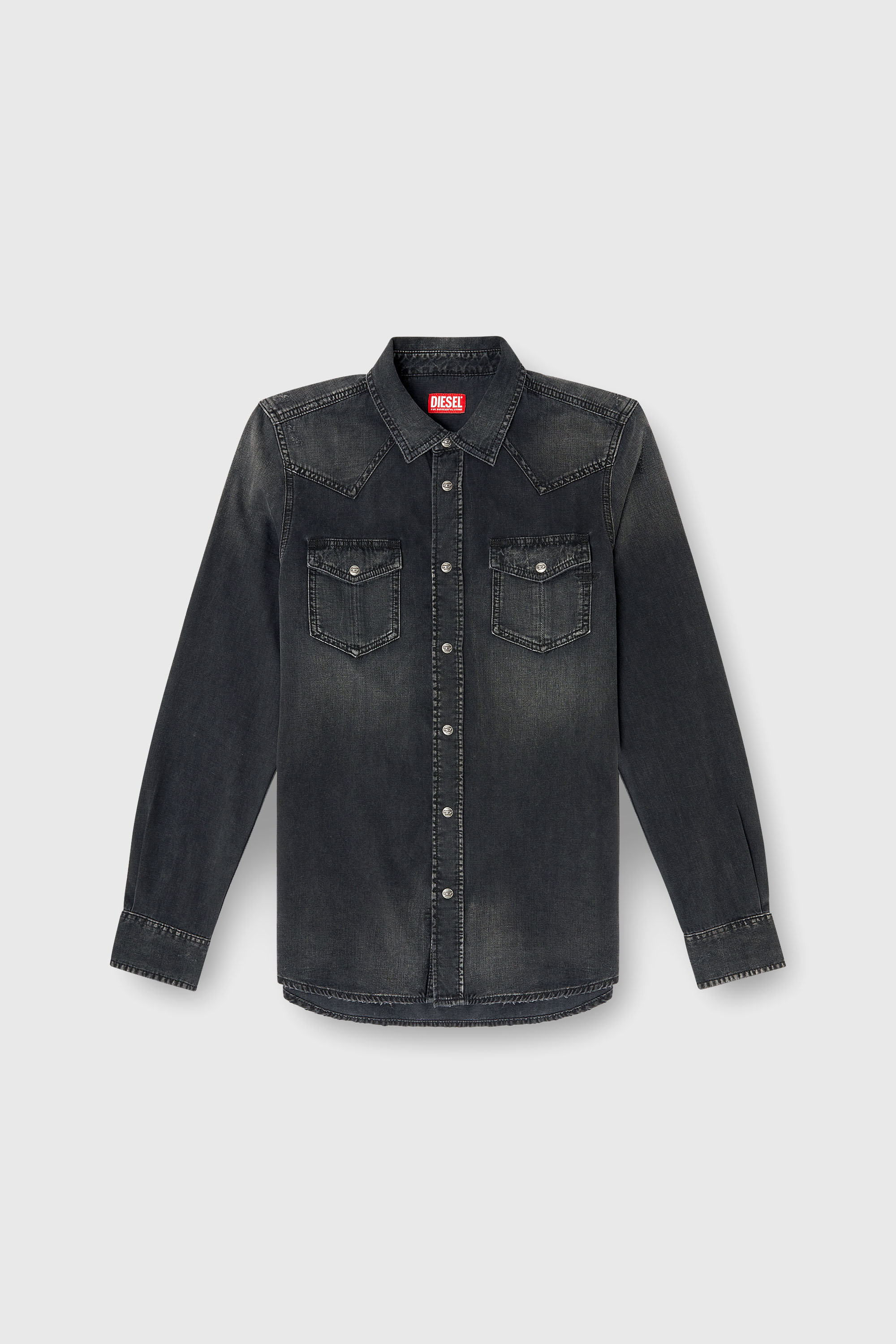 Diesel - D-VEGA, Man's Denim overshirt in Black - 2