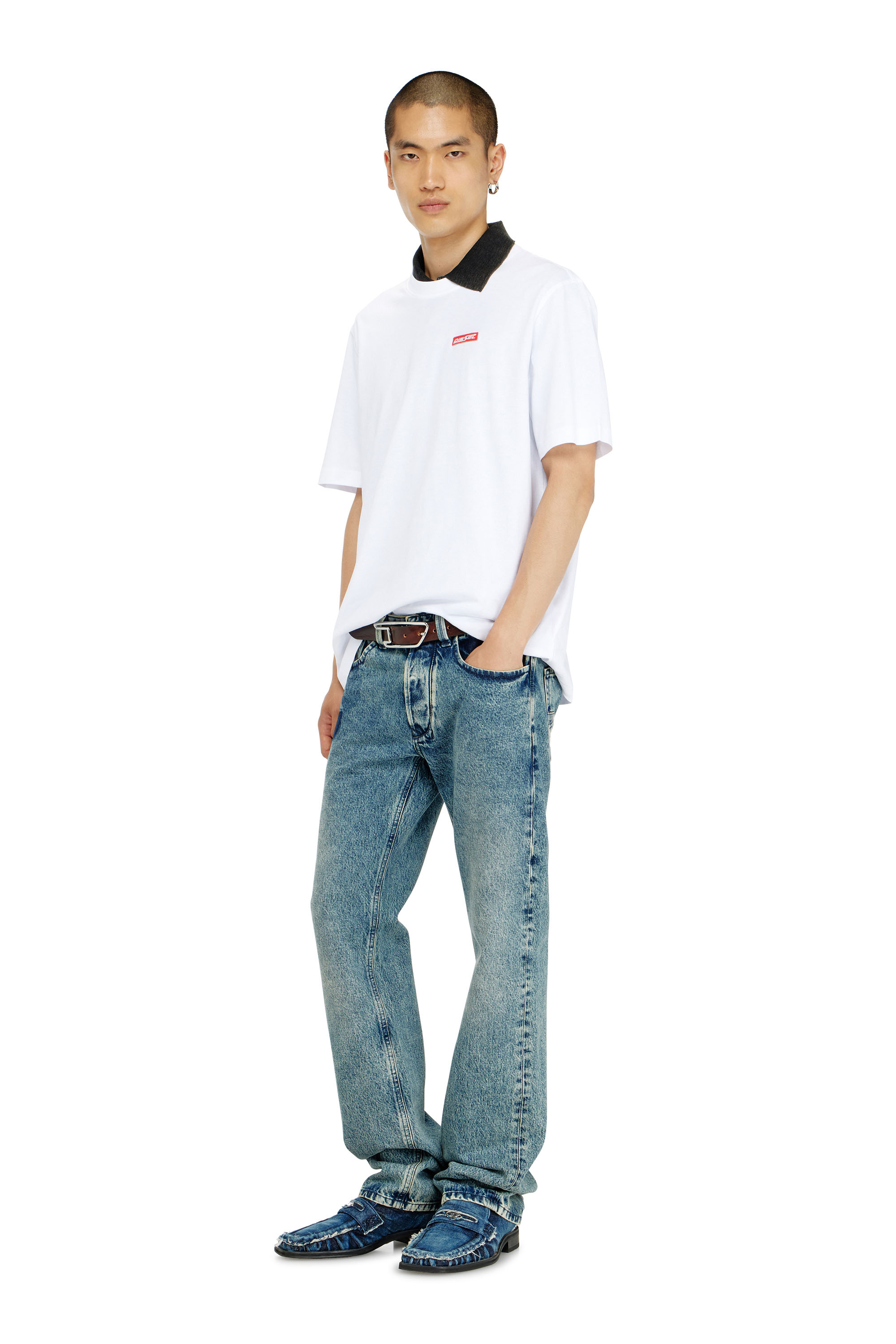 Diesel - T-ADJUST-AA12, Man's Cotton T-shirt with logo patch in White - 2
