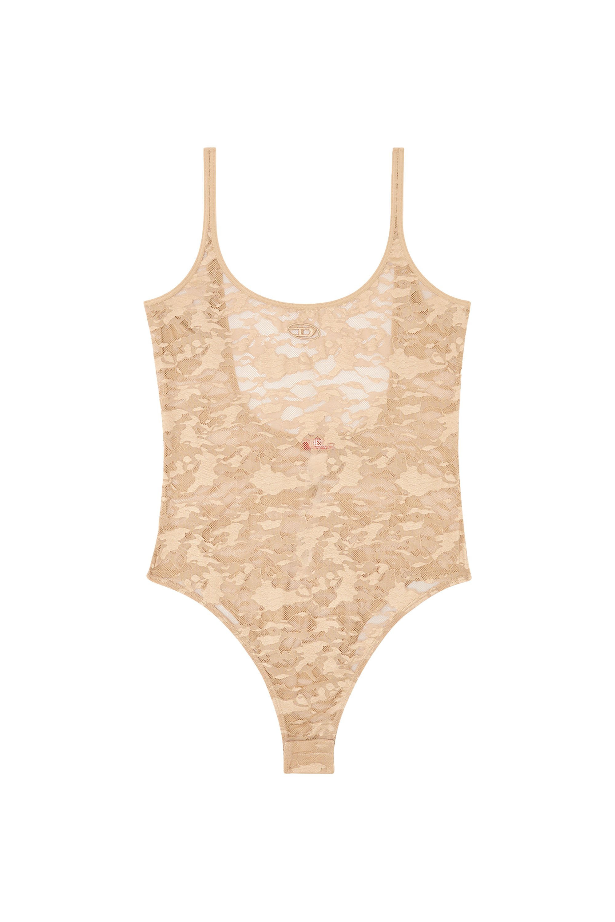 Diesel - MEGAN-UTLT, Woman's Camo lace bodysuit with Oval D embroidery in Light Brown - 4