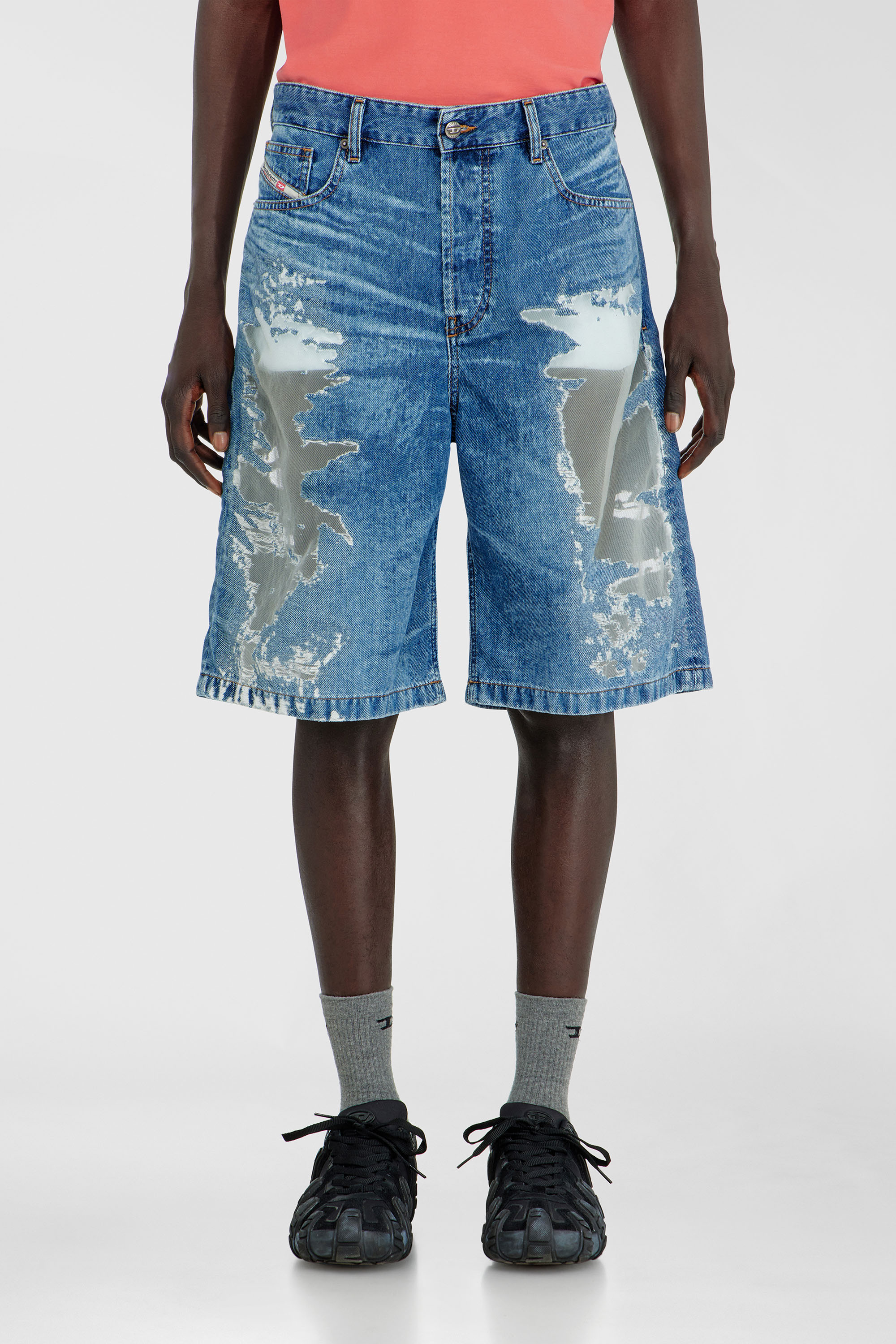 Diesel - PR-DE-SIRE-SHORT, Unisex's Shorts in devor&eacute; denim in Medium blue - 3