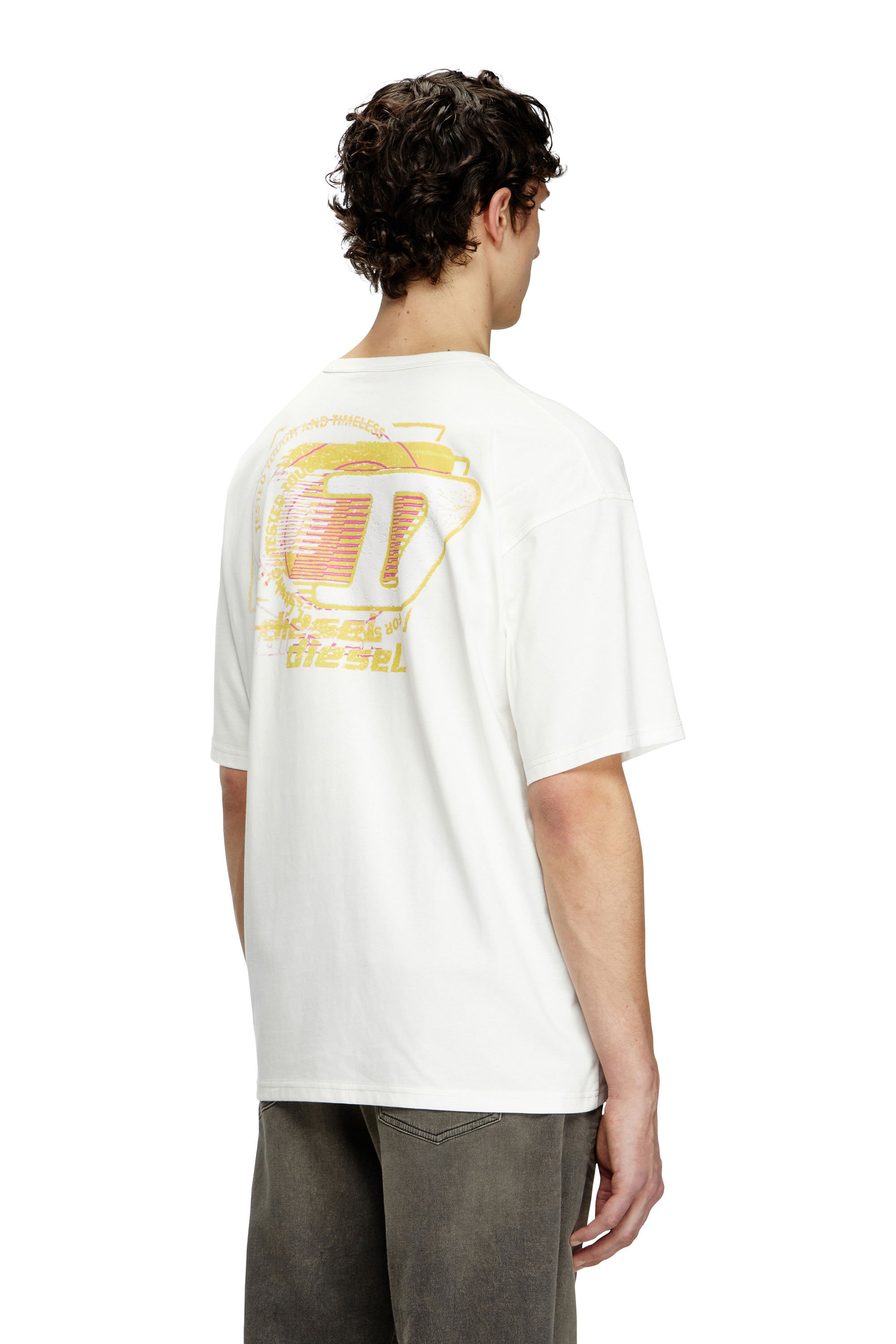 Diesel - T-BOXT-R16, Man's T-shirt with flocked logo graphics in White - 4