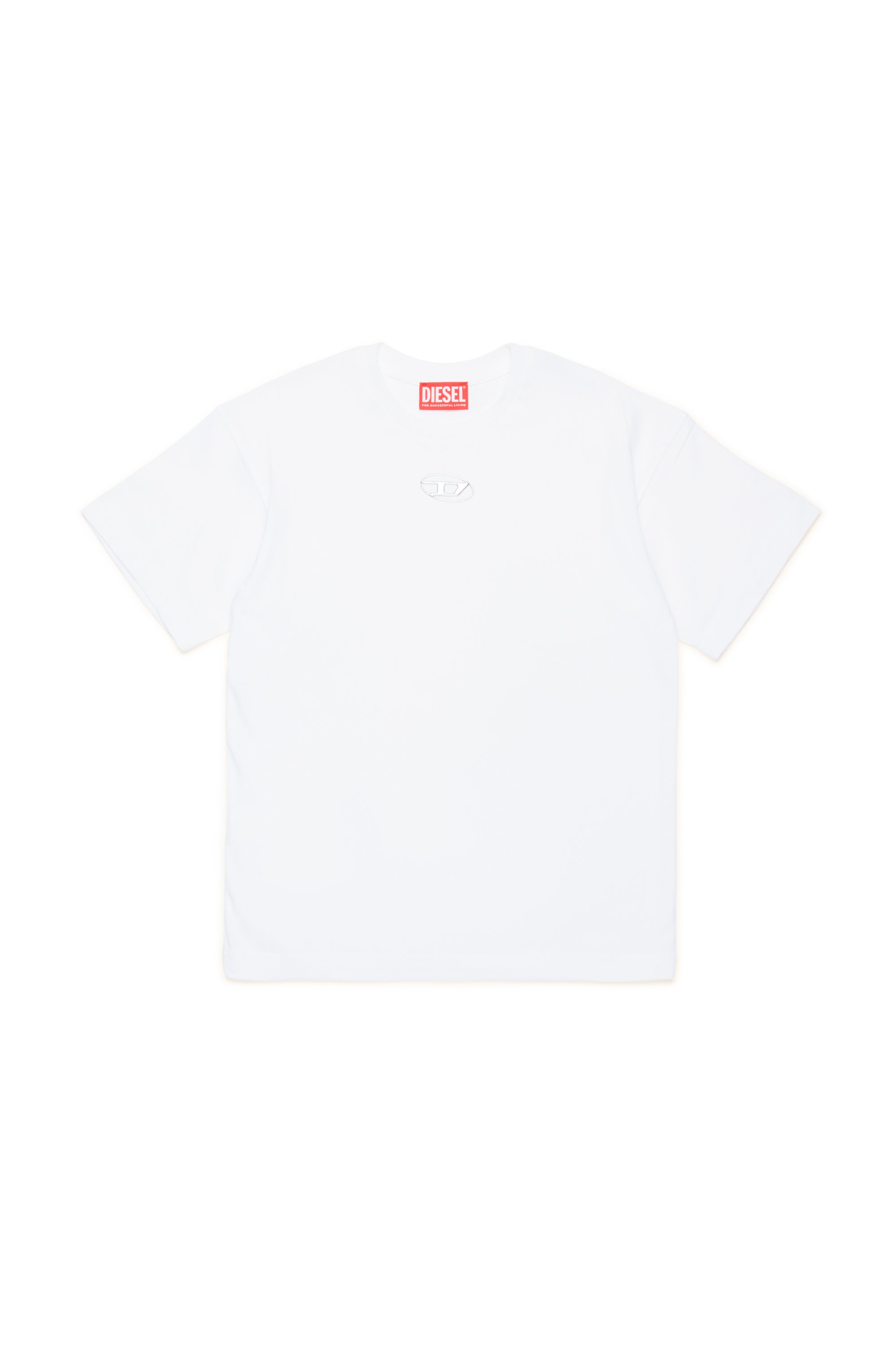 Diesel - TMARCUS OVER, Man's T-shirt with metallic Oval D in White - 1