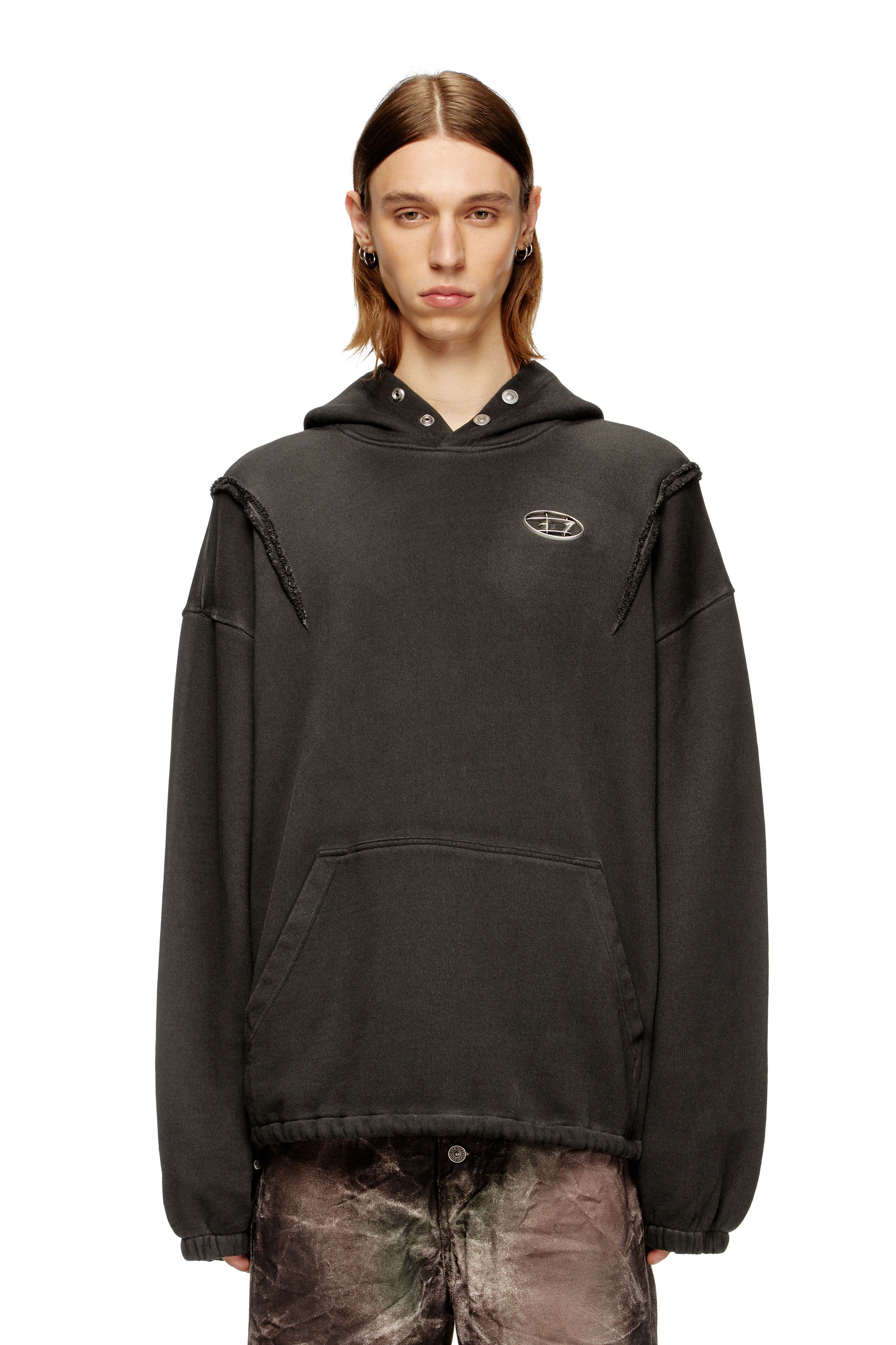 Diesel - S-THUG-HOODIE, Unisex's Hoodie with faded effect in Black - 1