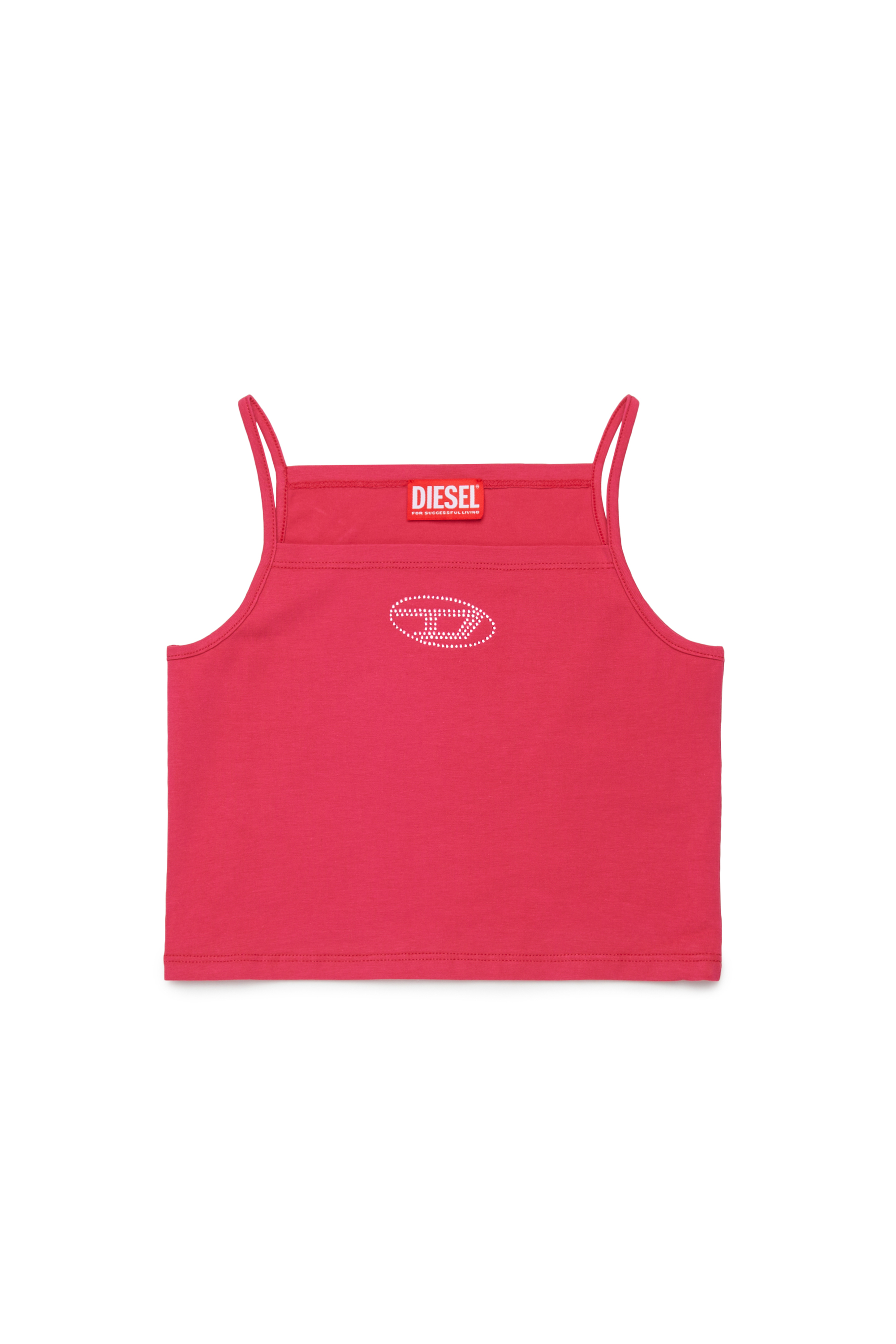 Diesel - TRIND, Woman's Cami top with crystal Oval D logo in Pink - 1