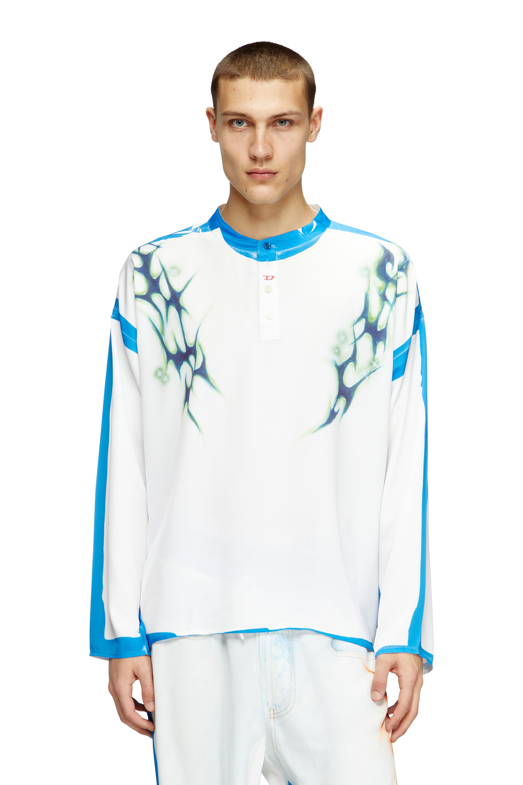 Diesel - T-OLAVI-A-SER-GRAFFITI-JAP, Unisex's Long-sleeve T-shirt with graffiti print in Blue/White - 3