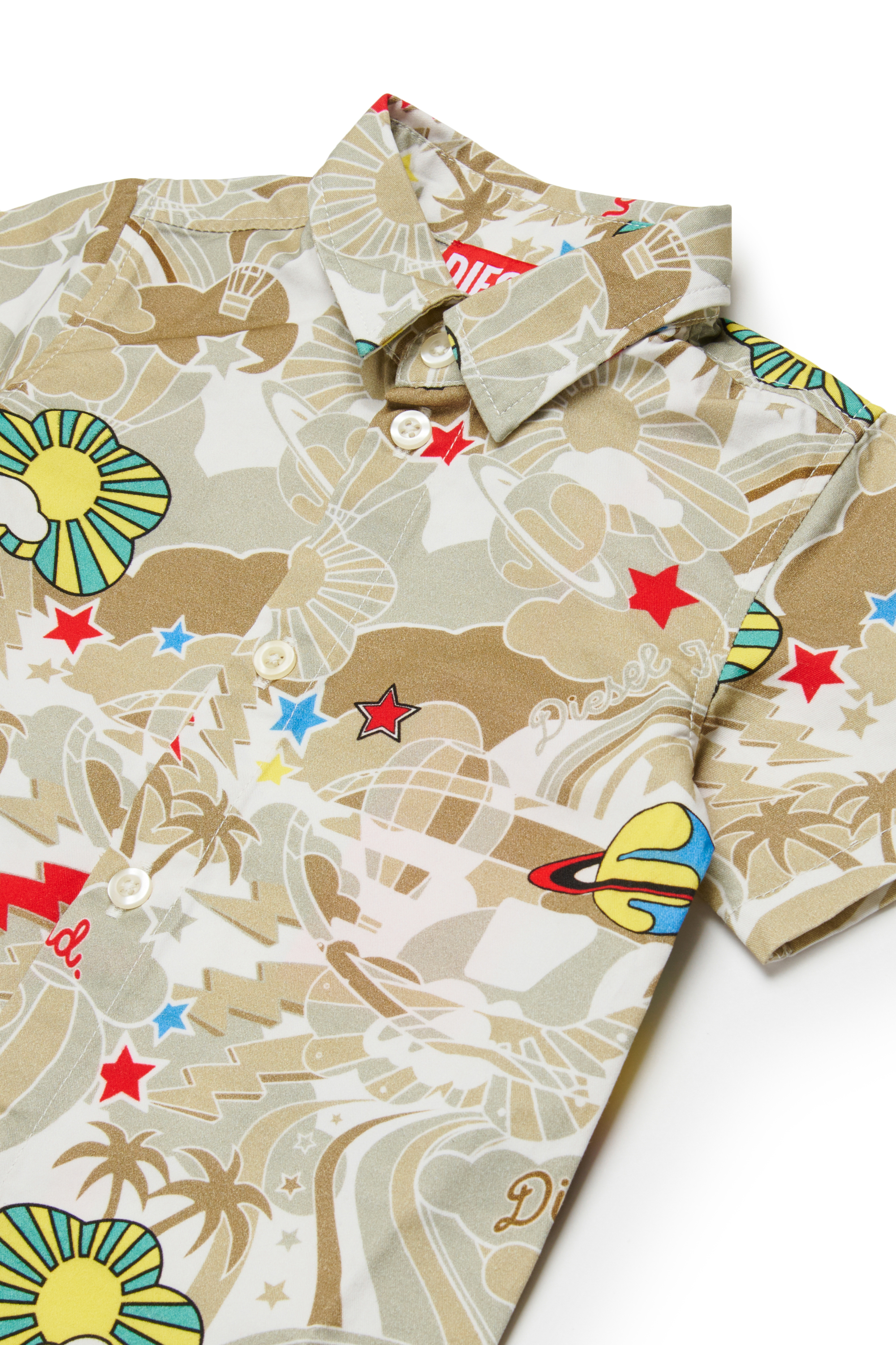 Diesel - CILYB, Man's Short-sleeve shirt with all-over print in Light Brown - 3