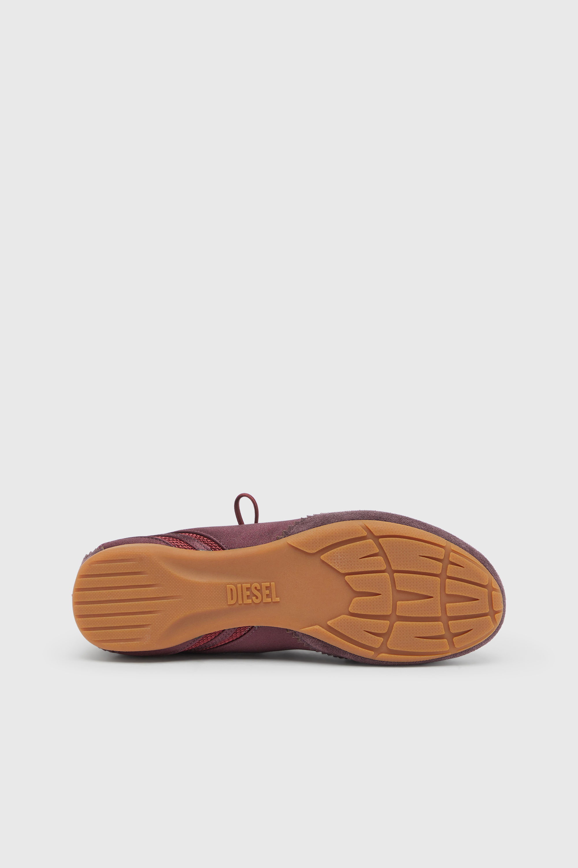 Diesel - D-MILE BALLERINA LACE UP II W, Woman's D-Mile - Lace-up ballerina flats in leather and mesh in Burgundy - 5