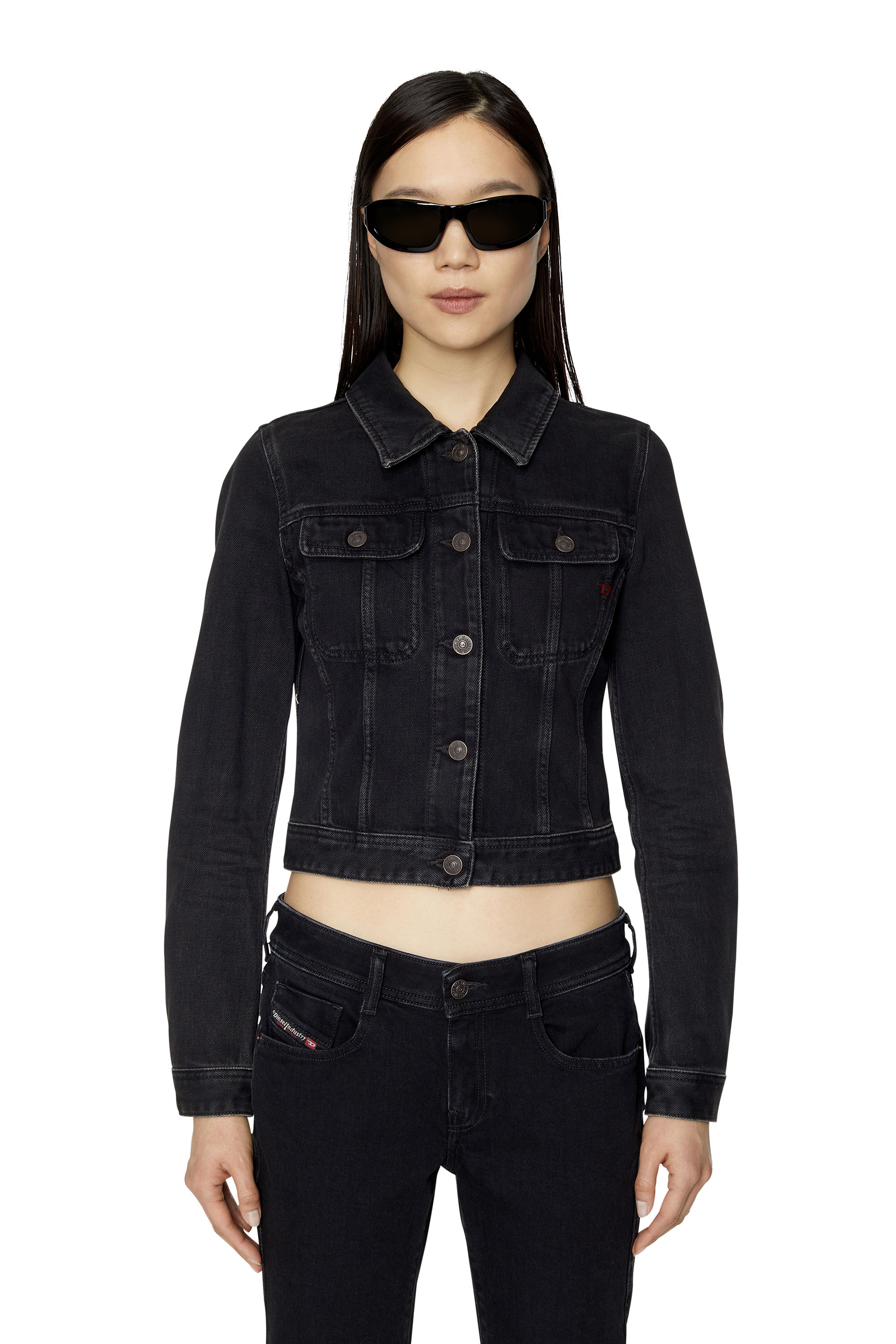 Diesel - DE-SLIMMY TRUCKER JACKET, Black/Dark grey - Image 1