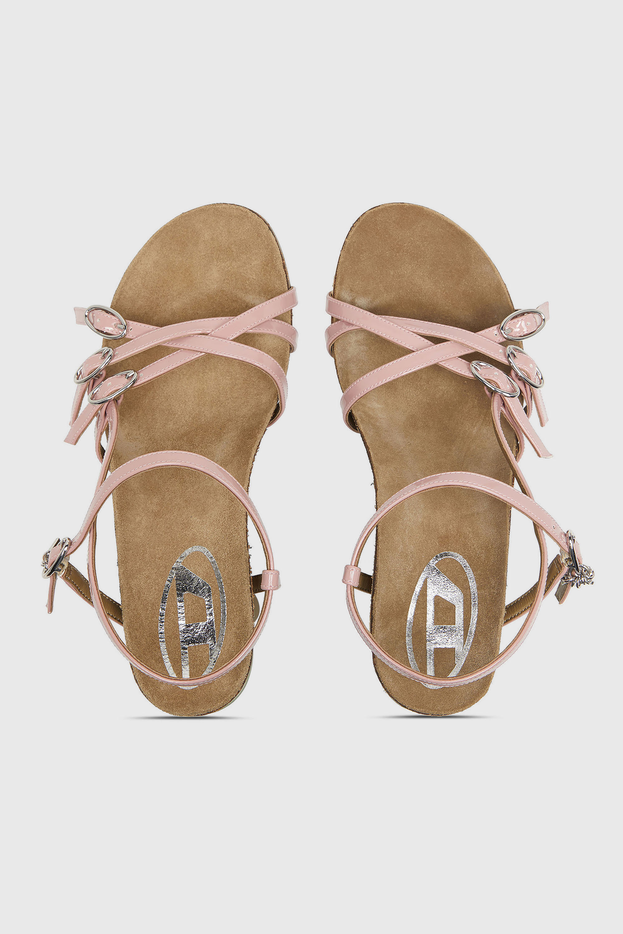 Diesel - D-WOODSTOCK 105 SANDAL, Woman's D-Woodstock-Strappy platform sandals in glossy PU in Pink/White - 4