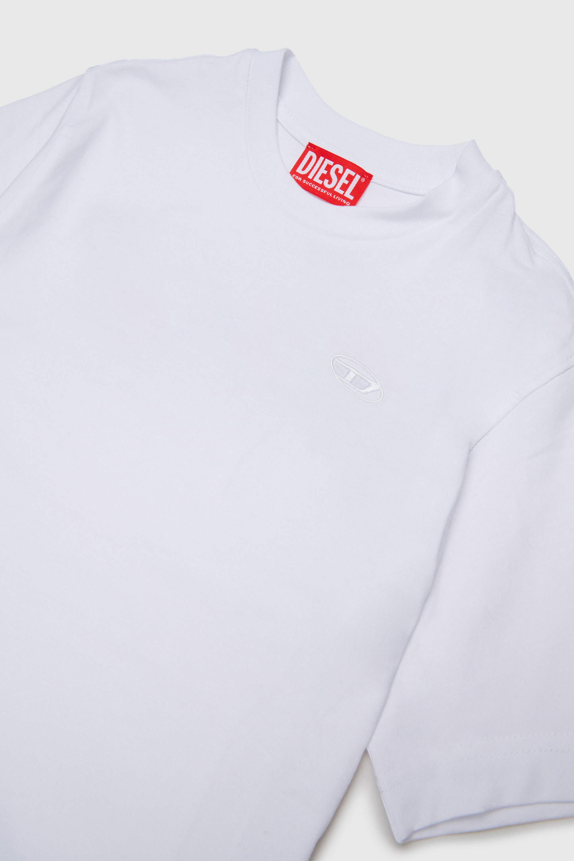 Diesel - TSCRAP OVER, Man's T-shirt with Oval D embroidery and flock print in White - 3