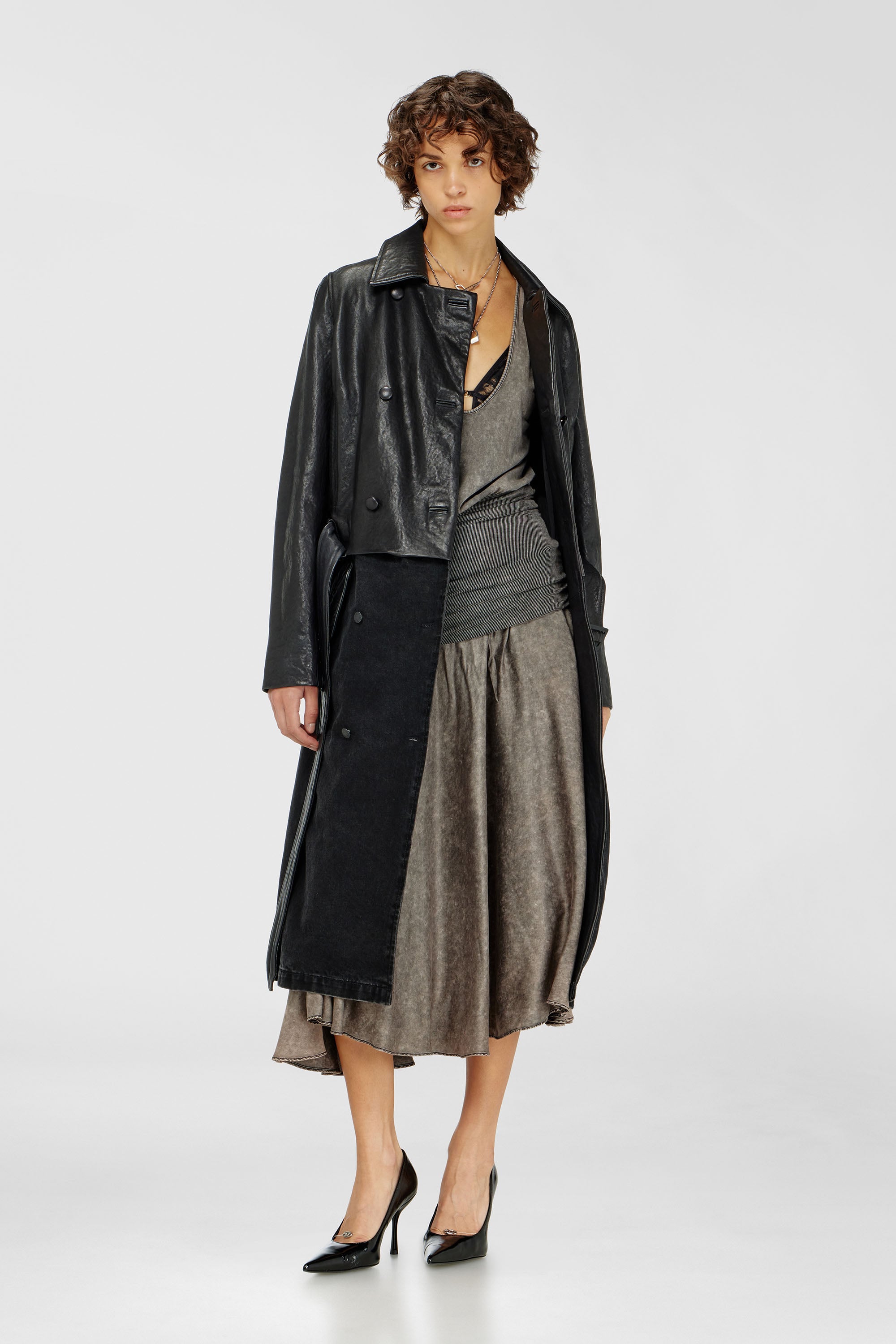 Midi dress with twisted waist section