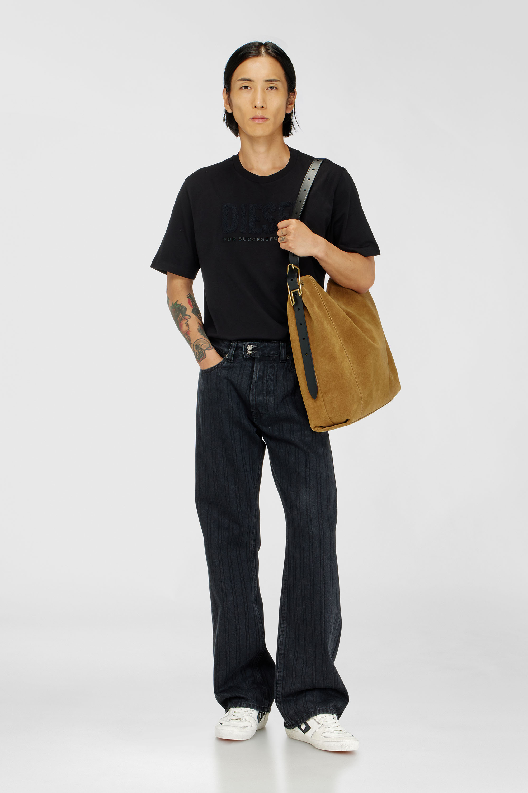 Cotton T-shirt with tonal Diesel logo print