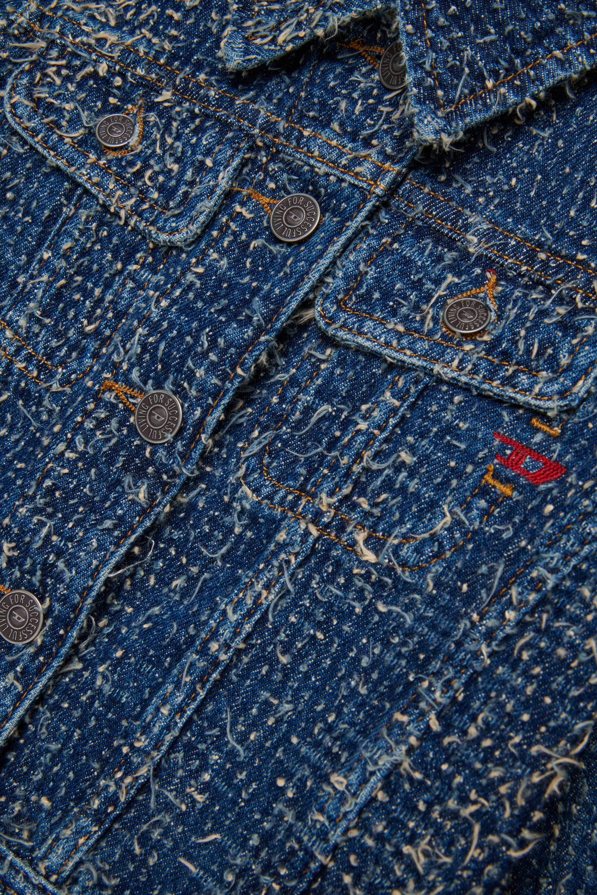 Diesel - JSLIMMY-J, Woman's Denim jacket with boucle effect in Dark Blue - 4