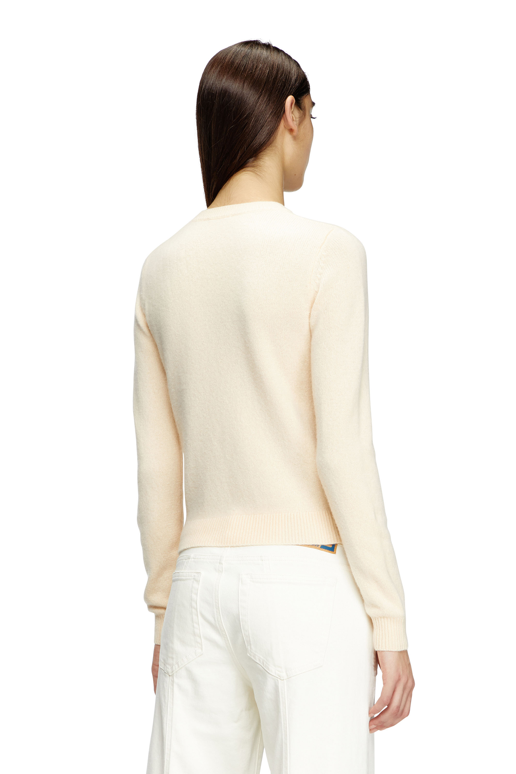 Diesel - M-AREESA-SLIM, Woman's Cashmere-blend jumper with cut-out logo in Beige - 4