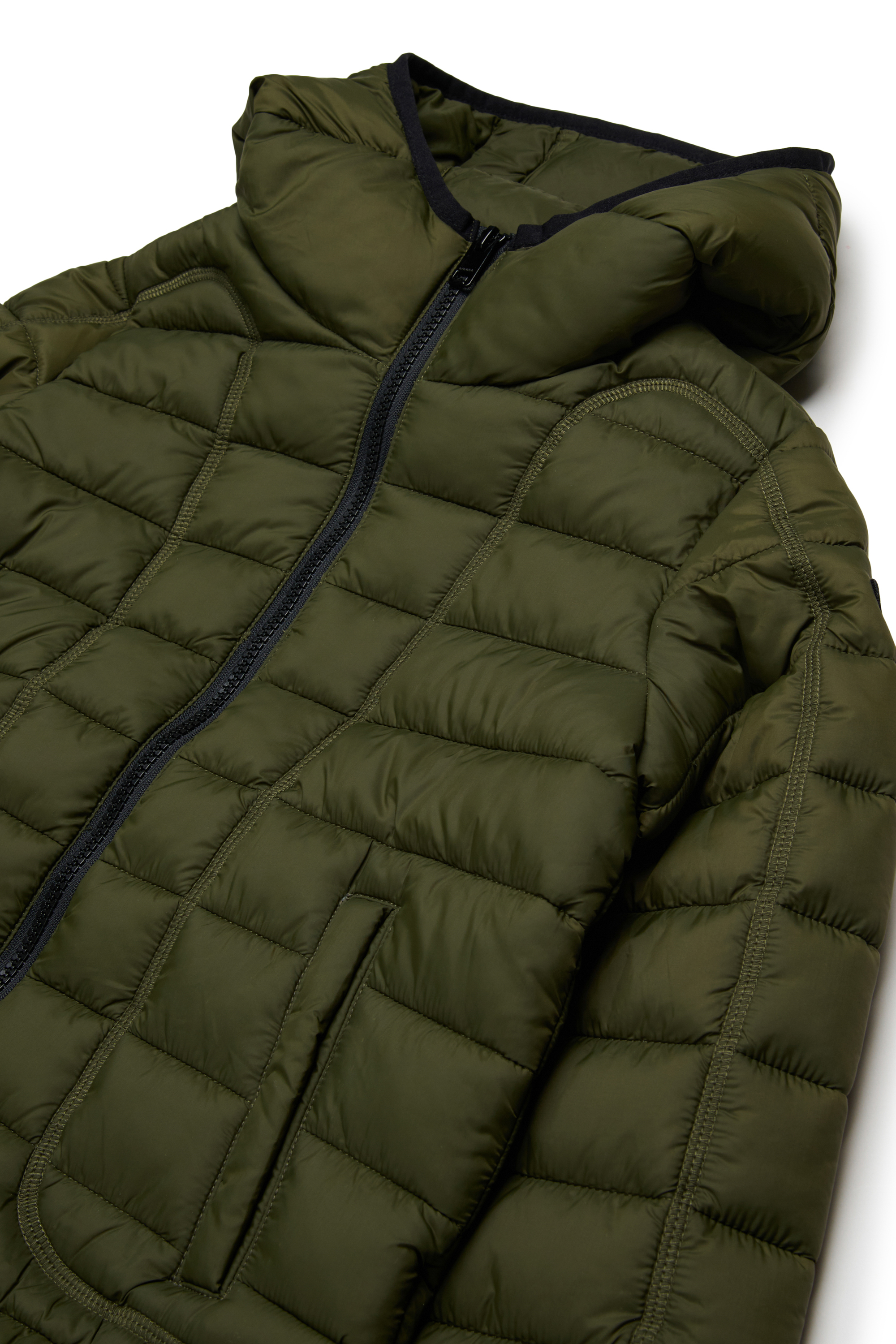 Diesel - JWSTONE, Unisex's Nylon jacket with hood in Dark Green - 3