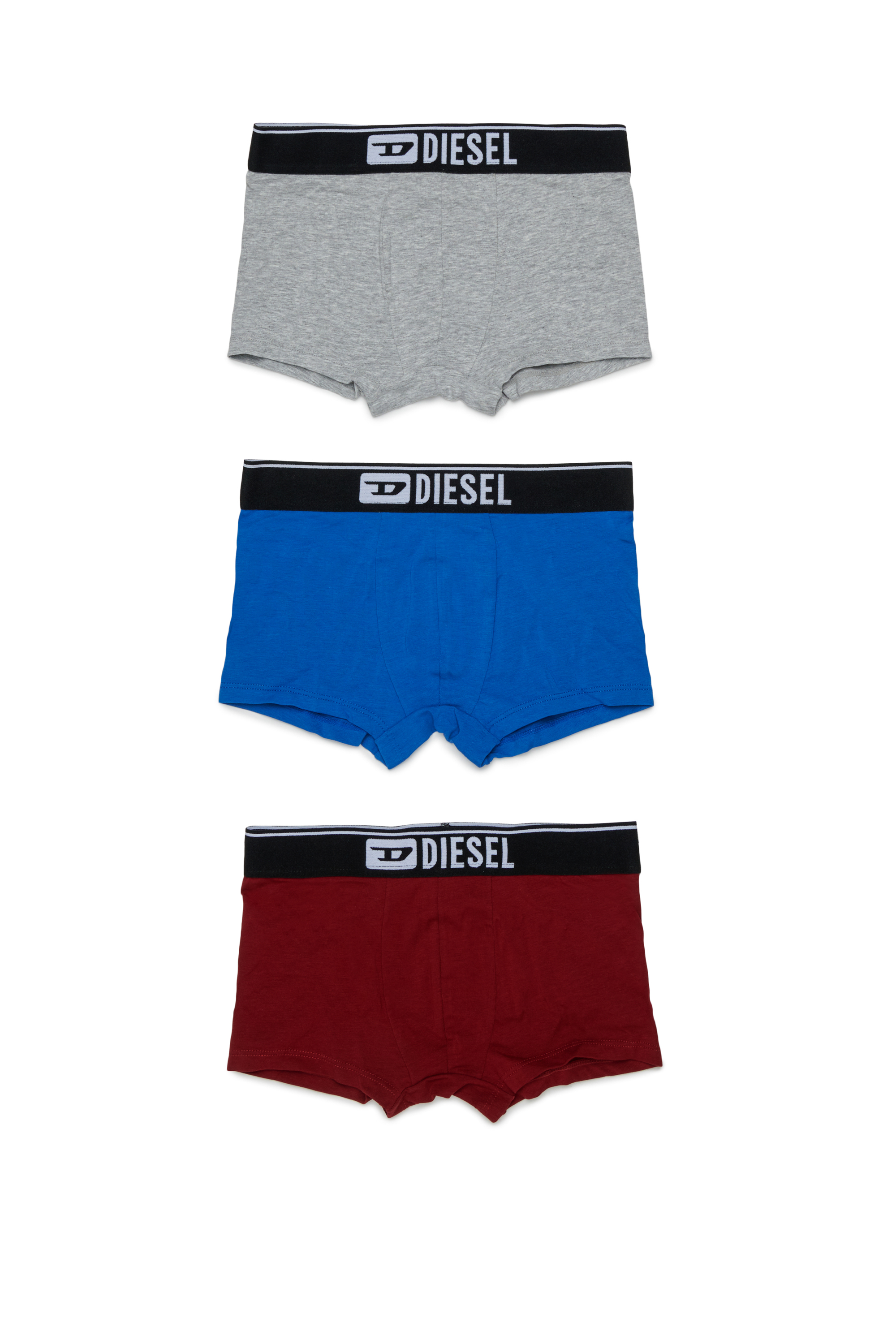 Diesel - UM-UGINTRIPACK-DD, Man's 3-pack boxer briefs in stretch cotton in Grey/Red - 1