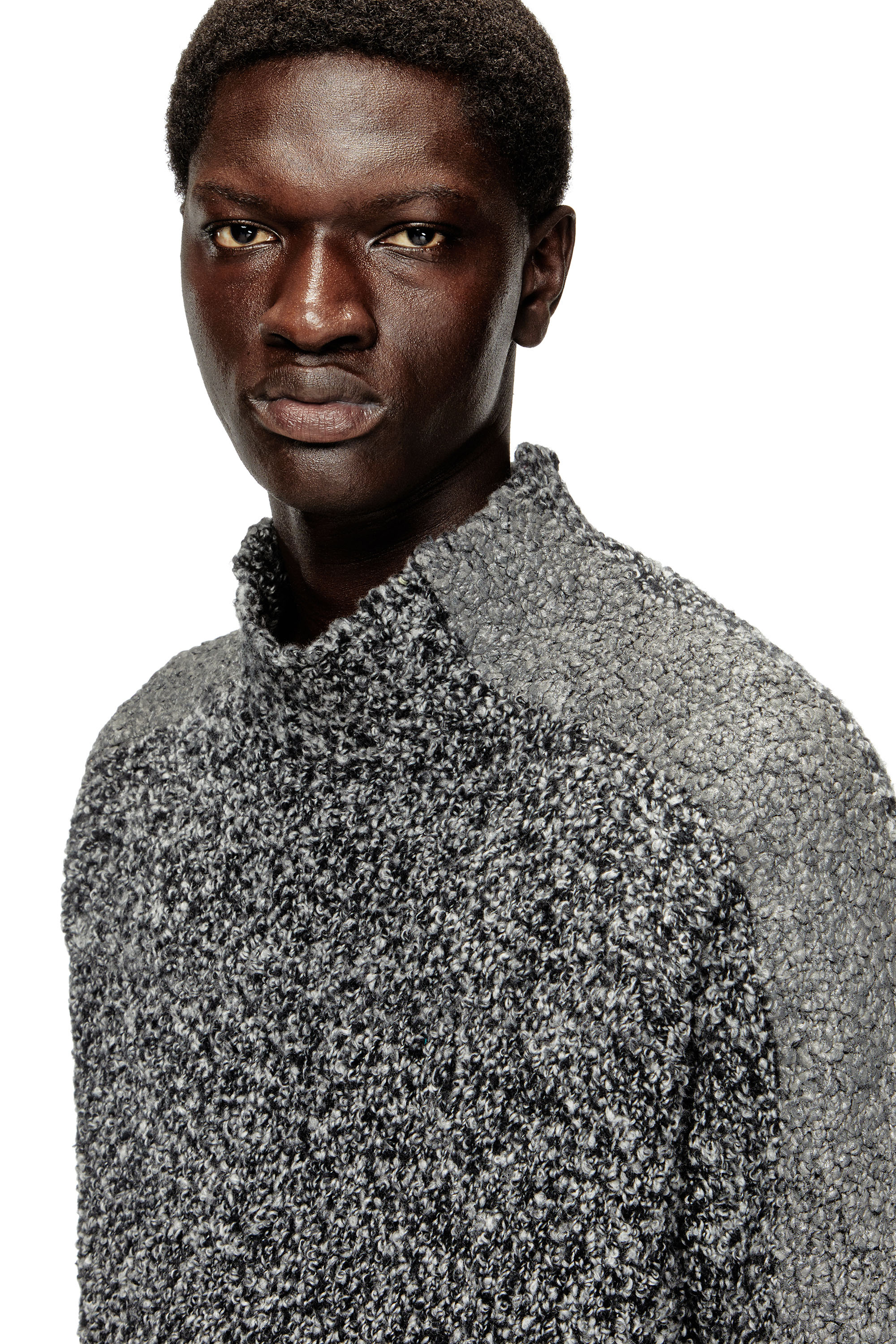 Diesel - K-ERLAND, Man's Bouclé-knit jumper with sleeve bands in Black - 5