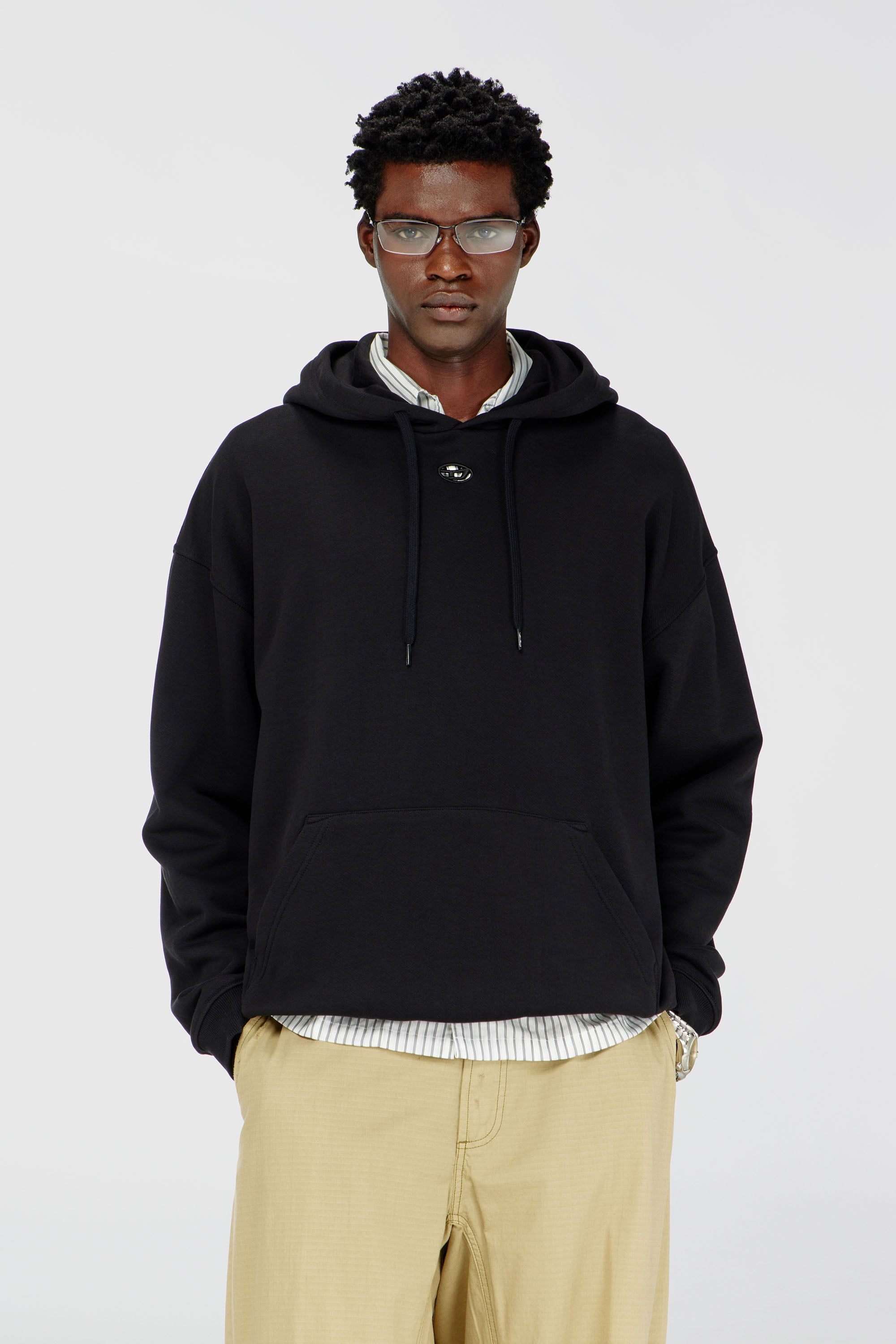 Diesel - S-BOXT-HOOD-DCO, Man's Relaxed fit hoodie with kangaroo pocket in Black - 1