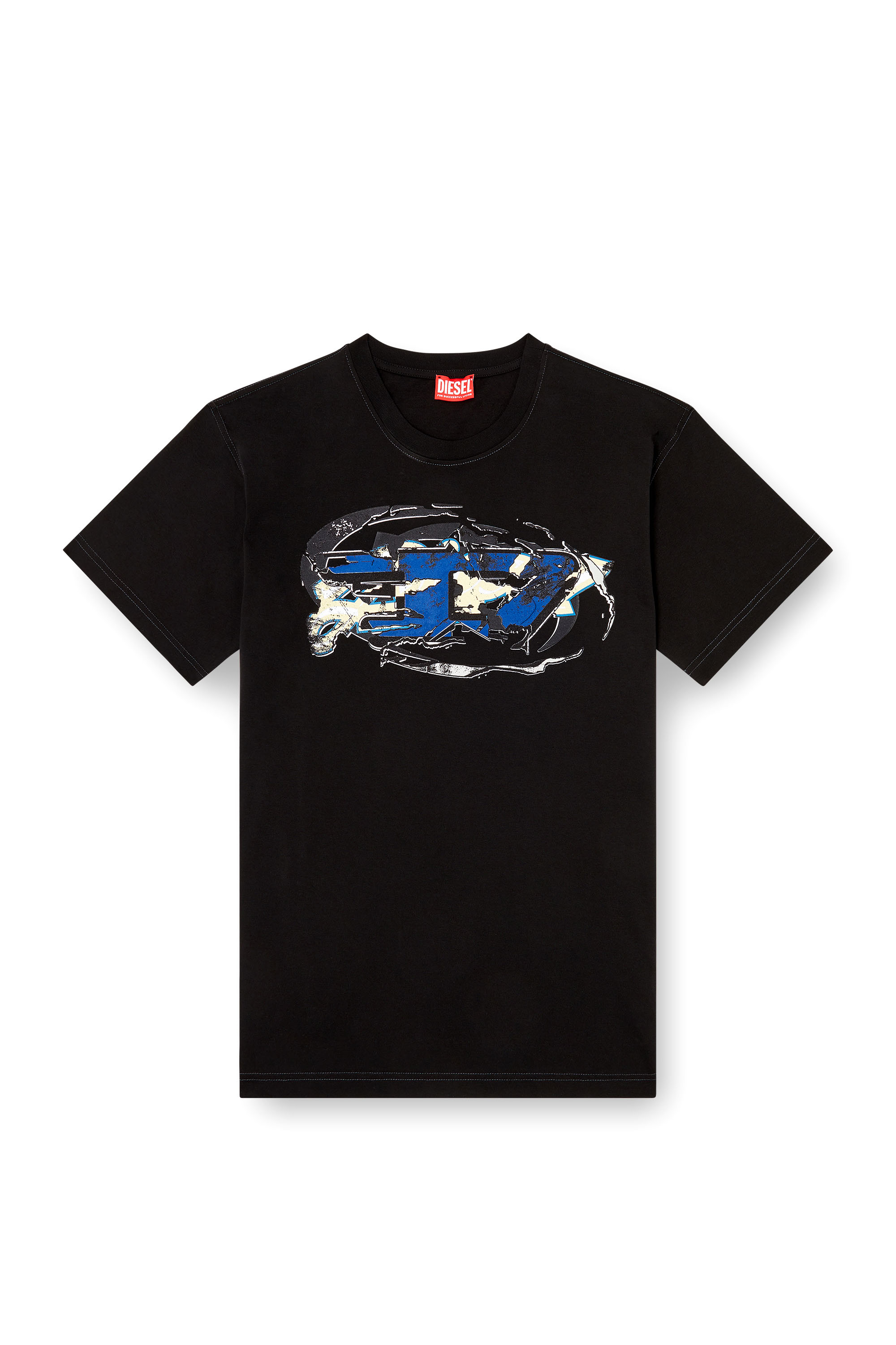 Diesel - T-NORM-T11, Man's T-shirt with Oval D logo in Black - 3