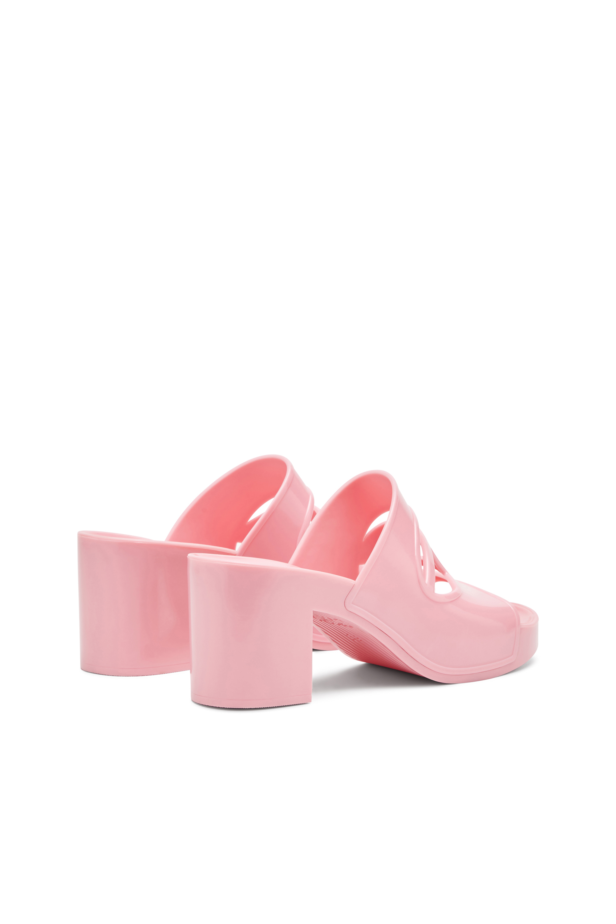 Diesel - SA-BONNIE, Woman's Heeled rubber slides with cut-out logo in Pink - 3