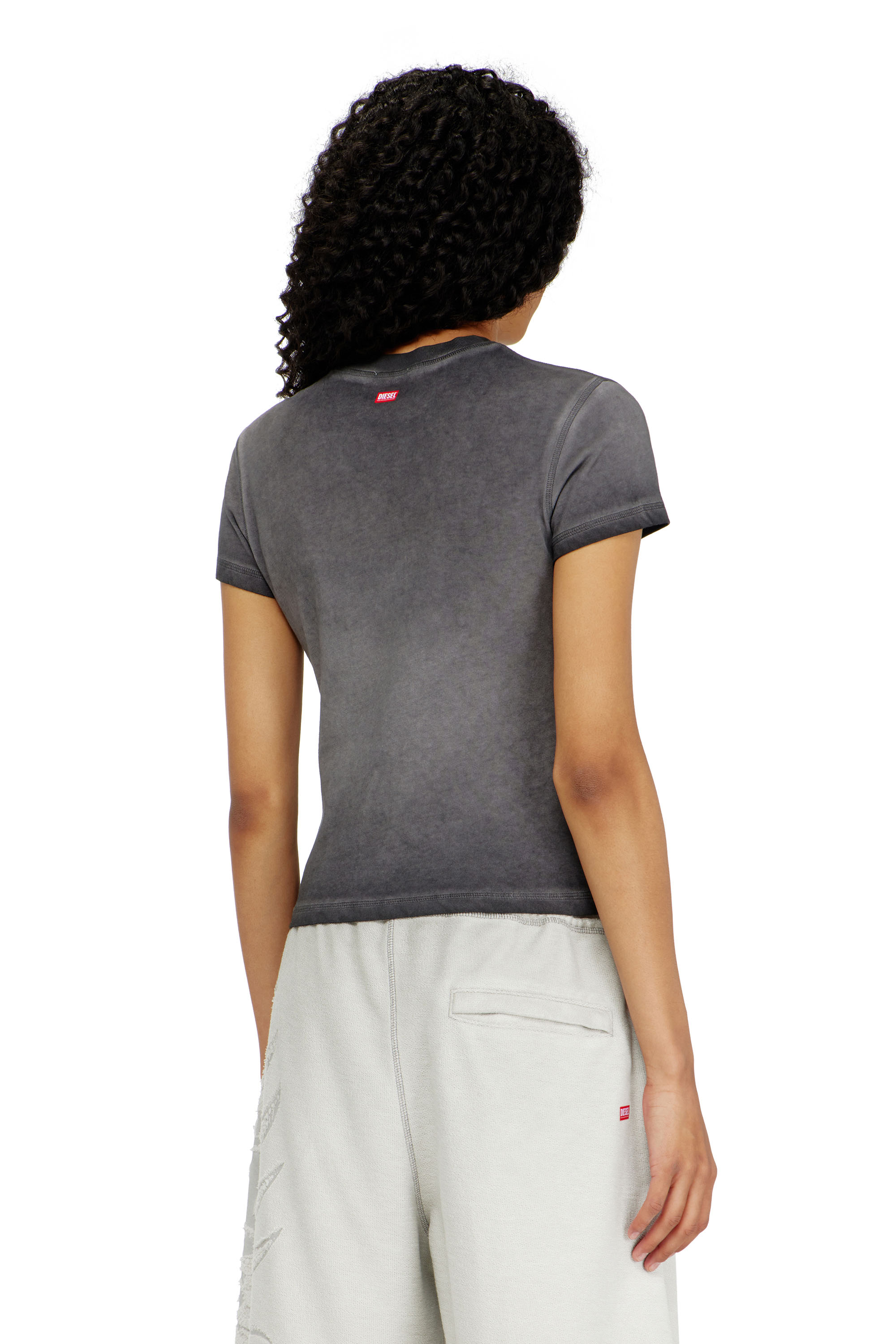 Diesel - T-ILA-AA7, Woman's Slim T-shirt with d&eacute;vor&eacute; Phoenix in Grey - 4