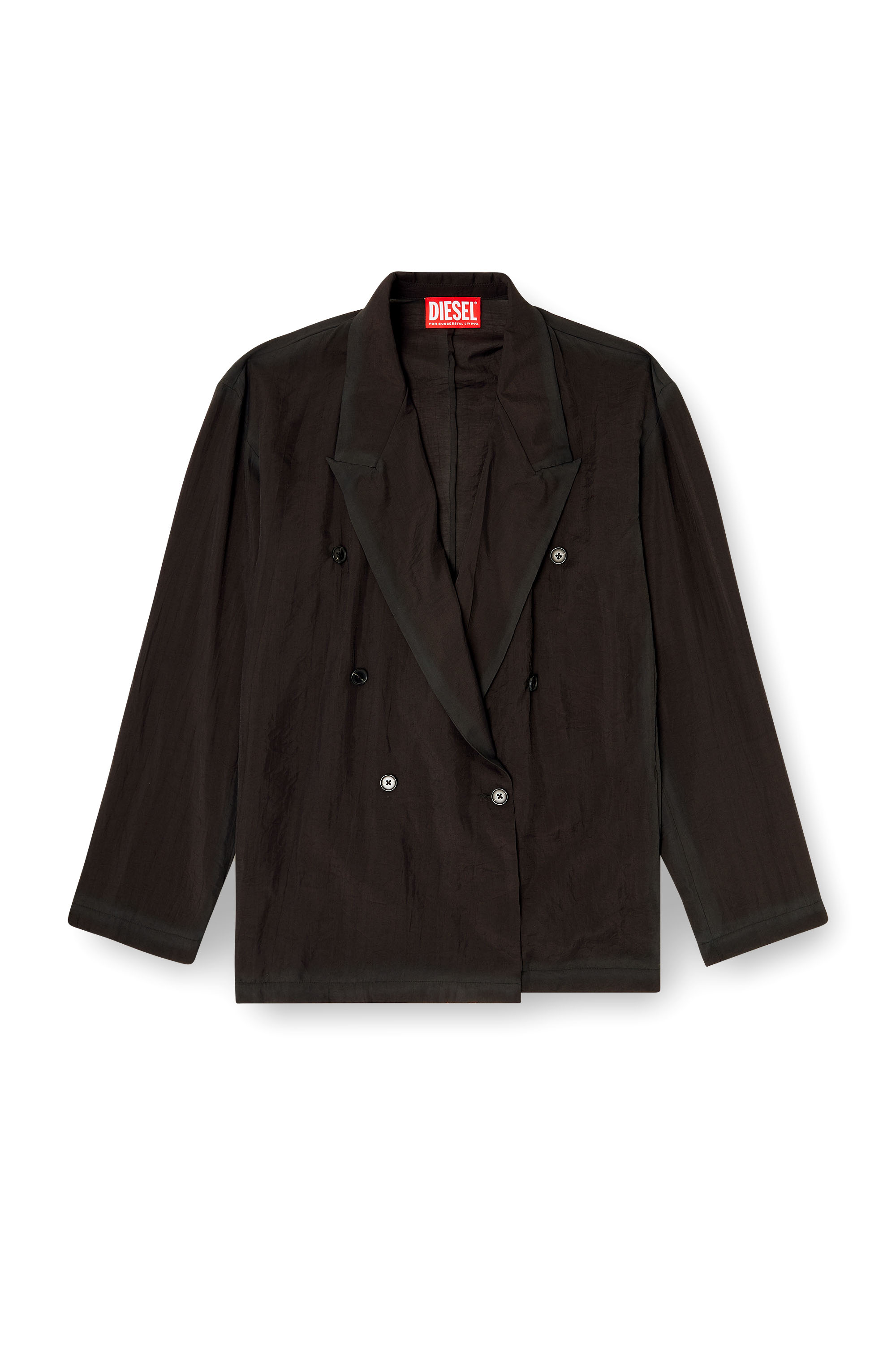 Diesel - J-KEYSERY, Man's Double-breasted blazer in wrinkled shell in Black - 2