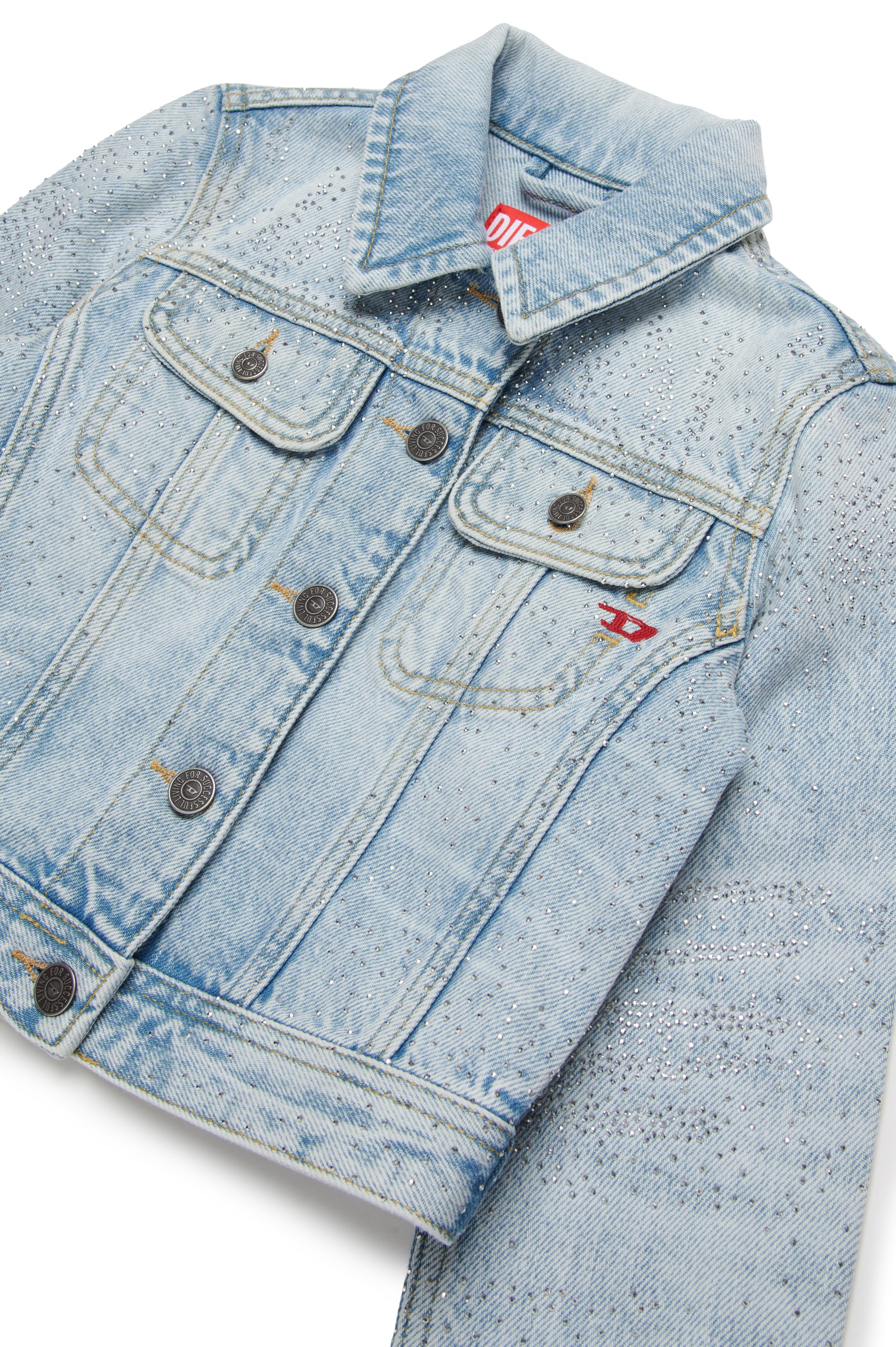 Diesel - JSLIMMY-J, Woman's Trucker jacket in microstone denim in Light Blue - 3