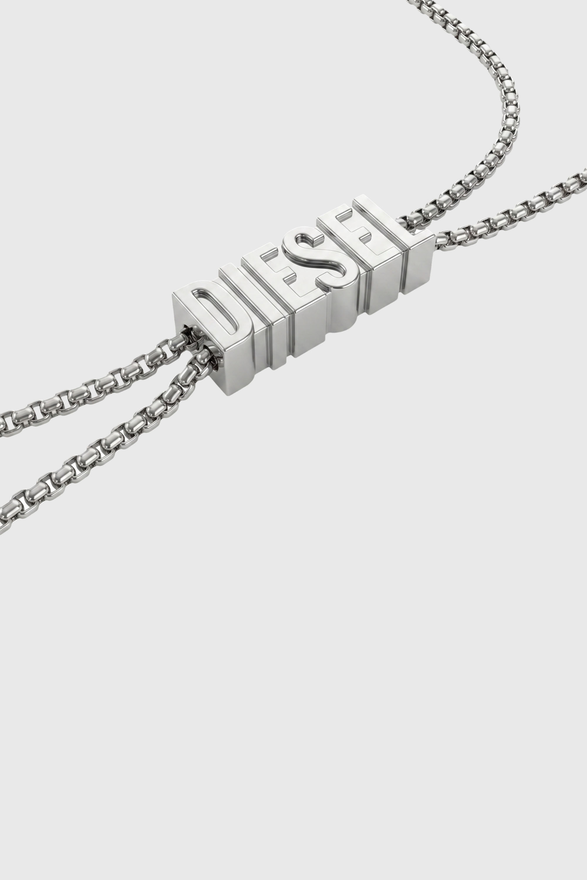 Diesel - 60669 EARBUDS CHAIN EARBUNDS CHAIN, Unisex's D chain earbuds necklace in Silver - 3