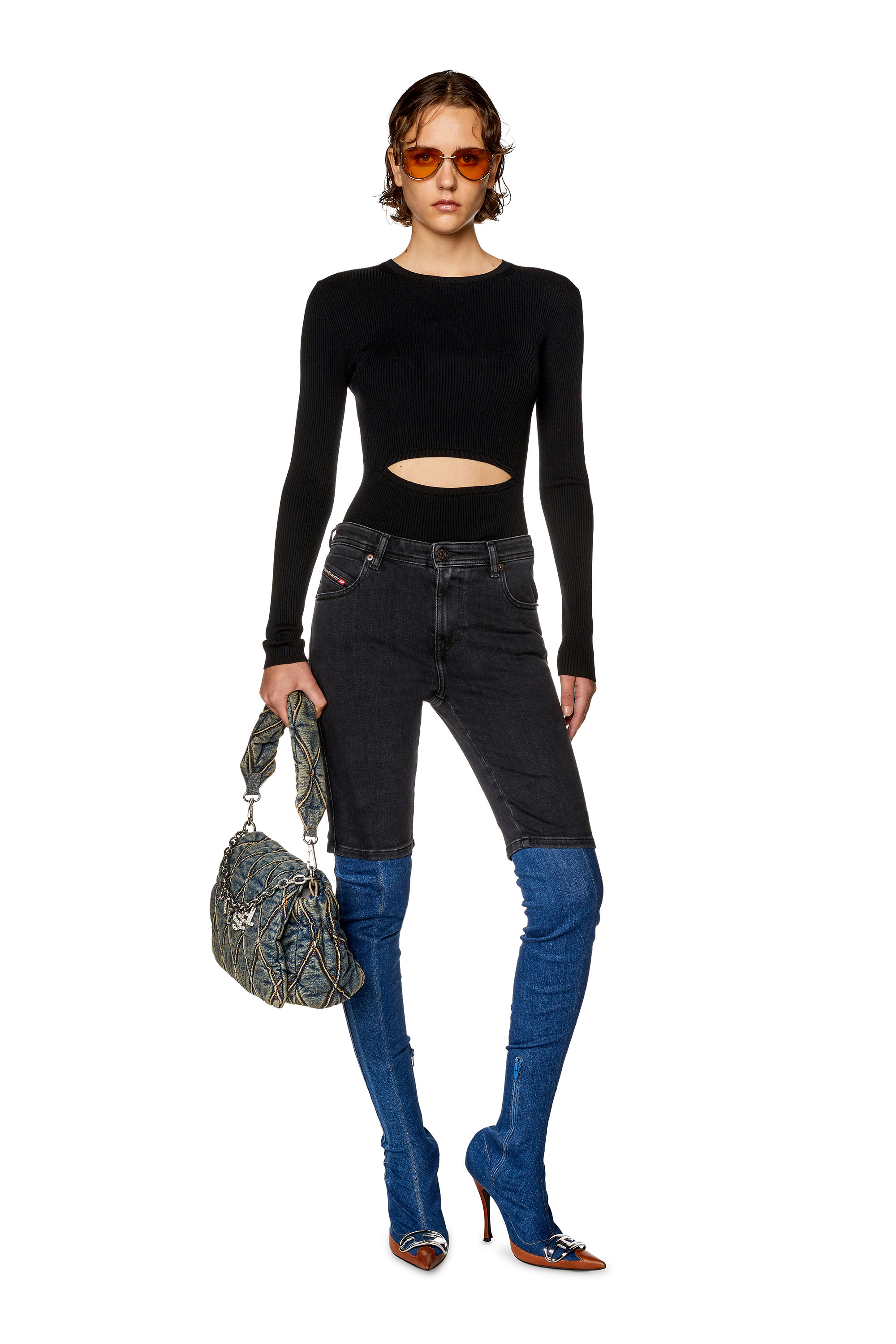 Diesel - M-PERIS, Woman Wool-blend top with cut-out in Black - Image 2