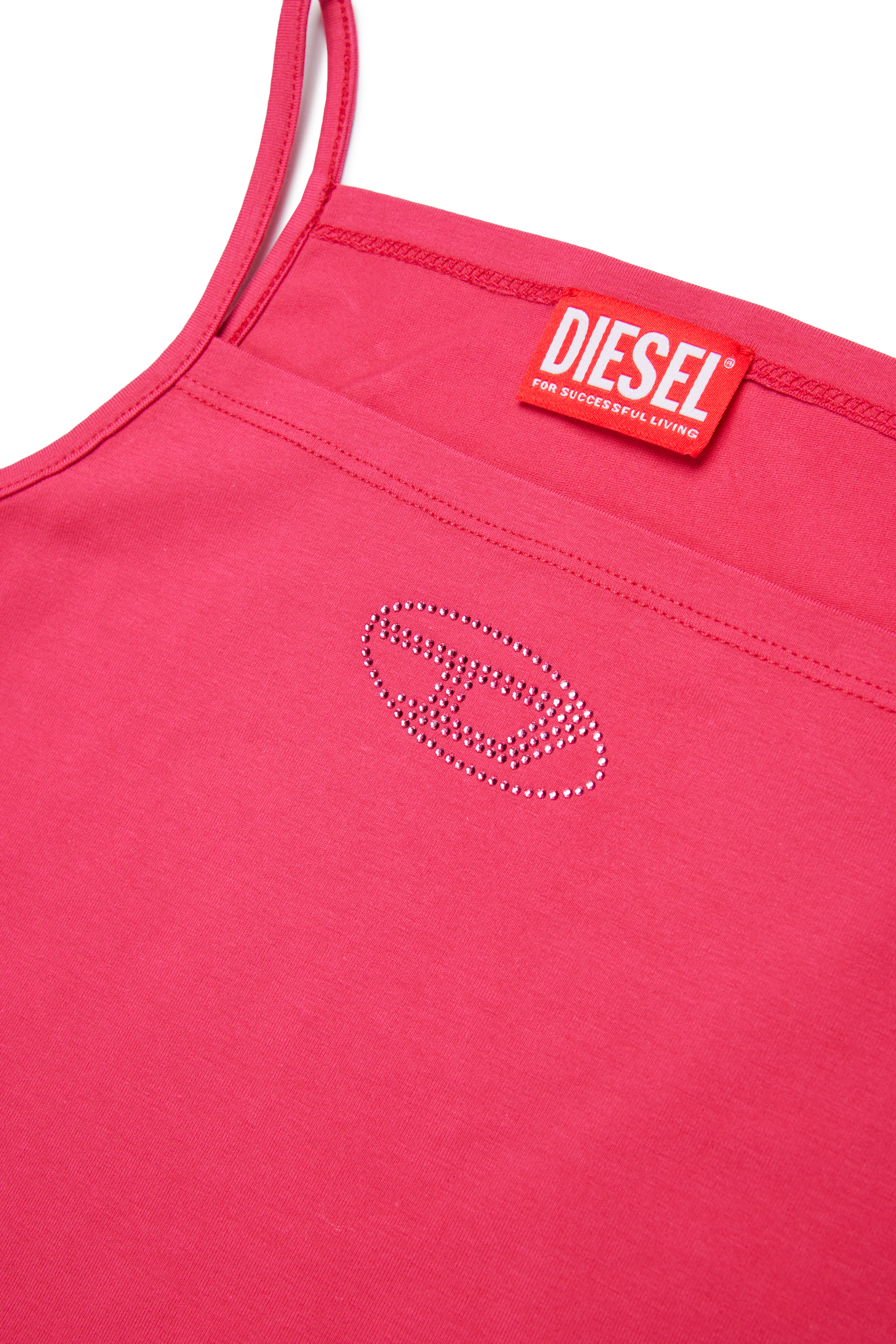 Diesel - TRIND, Woman's Cami top with crystal Oval D logo in Pink - 4