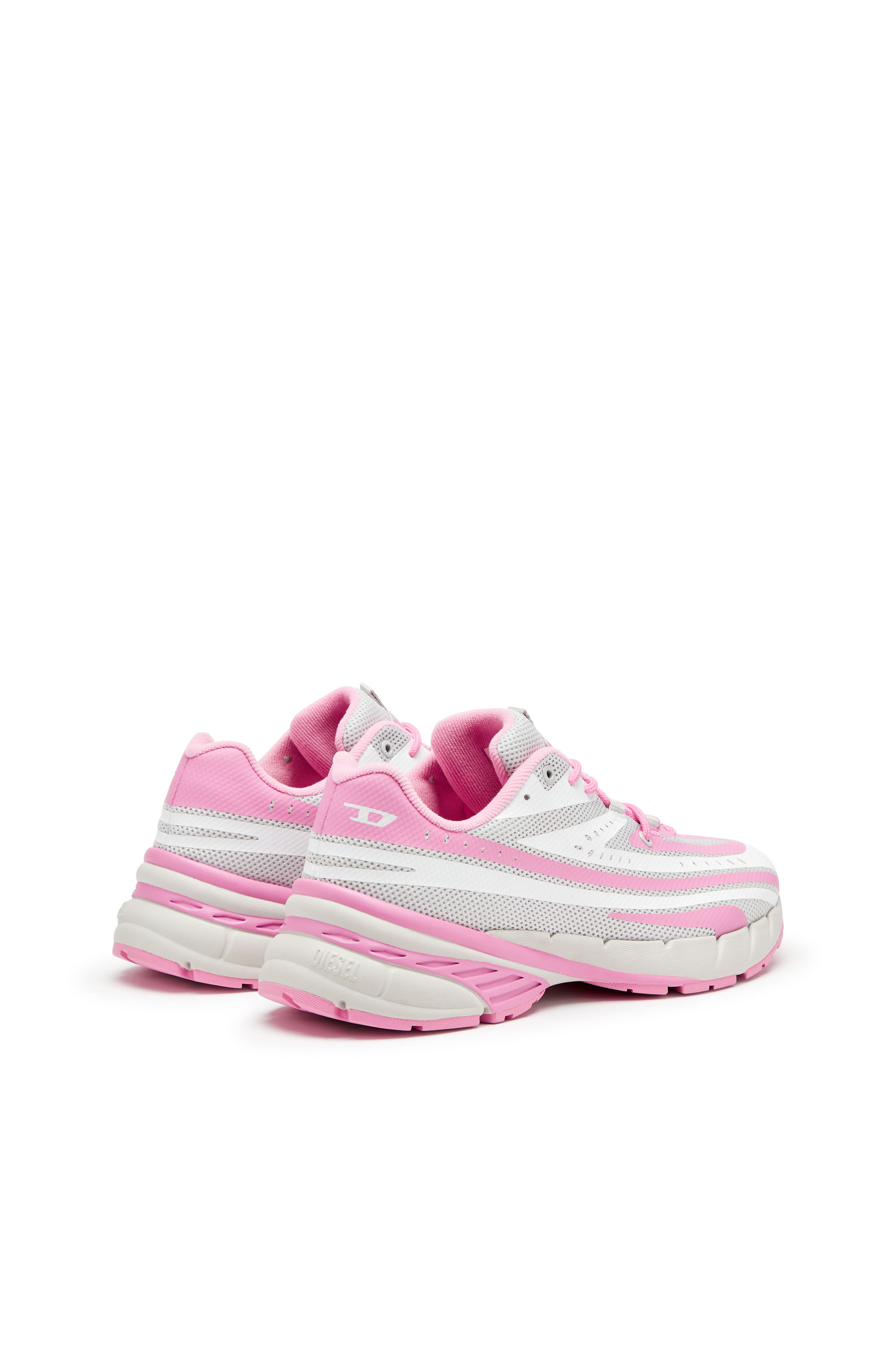 Diesel - D-AIRSPEED LOW W, Woman's D-Airspeed Low-Striped sneakers in coated mesh in Pink/White - 4