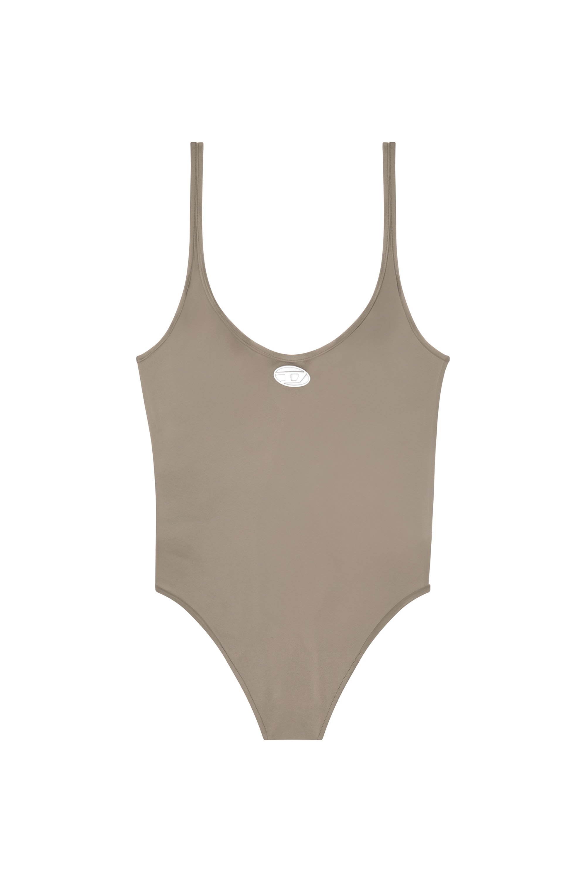 Diesel - MEGAN-UTLT, Woman's Microfibre bodysuit with cut-out logo in Brown - 4