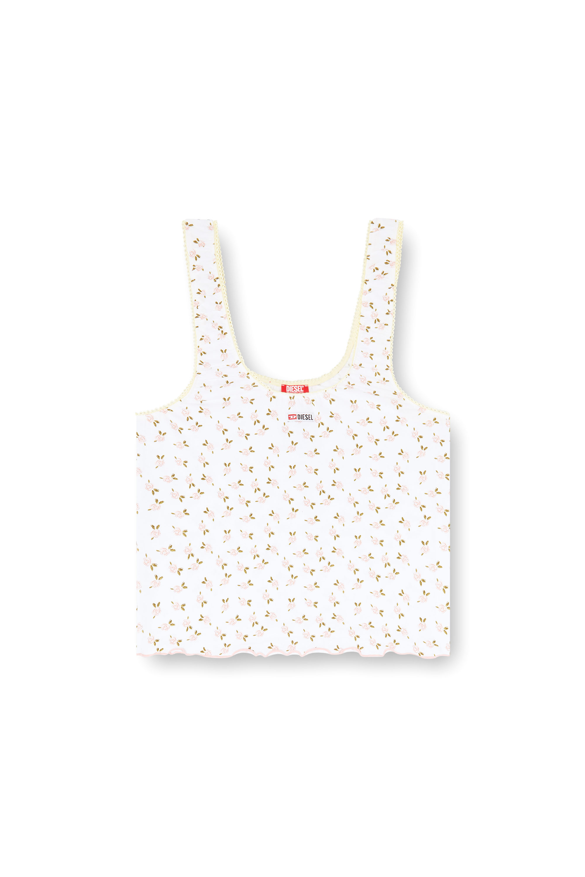 Diesel - GEORGIE-D-CORE, Woman's Stretch cotton top with floral print in White - 3