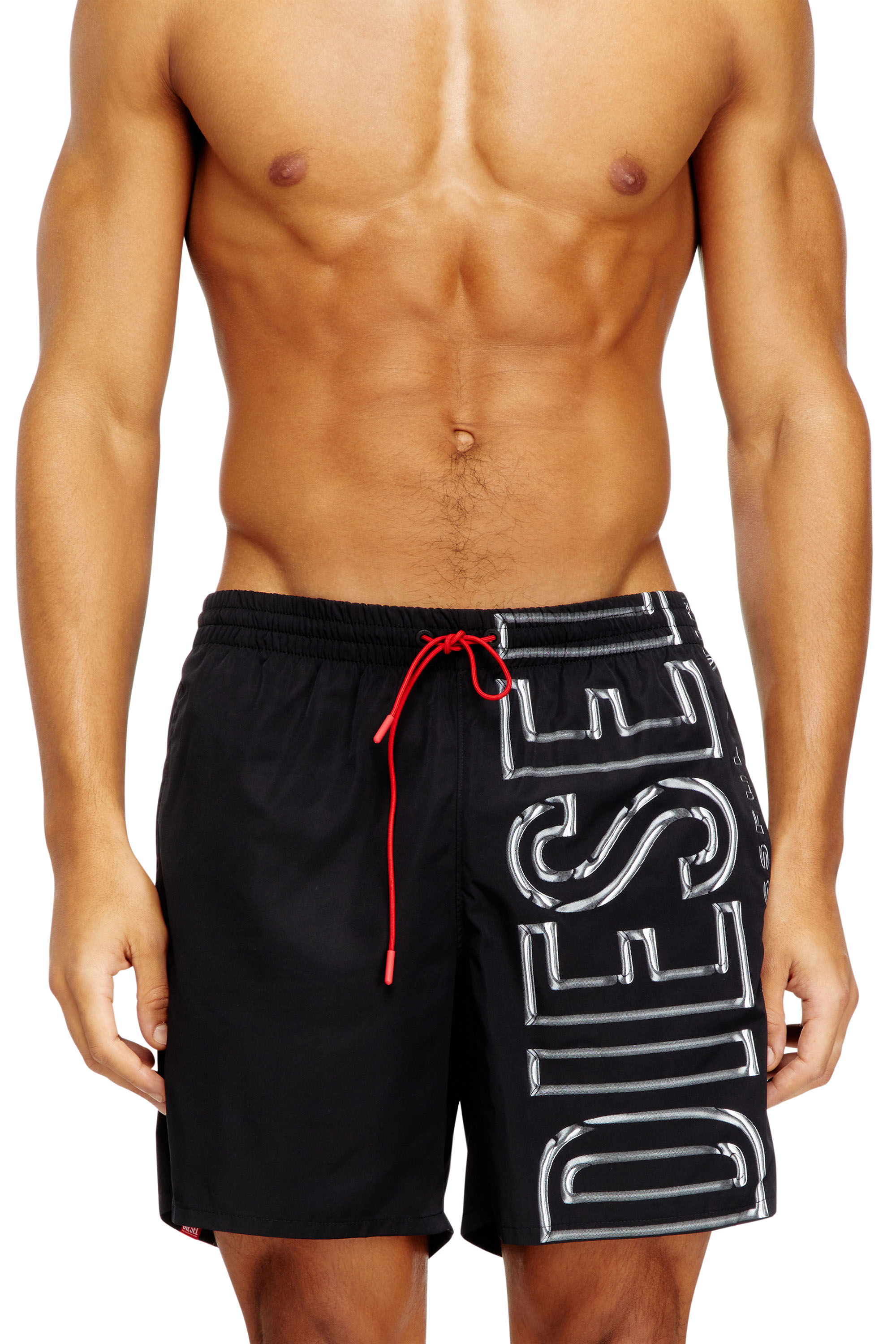 Diesel - SOCCER-41-D-CORE, Man's Swim shorts with oversized logo print in Black - 2