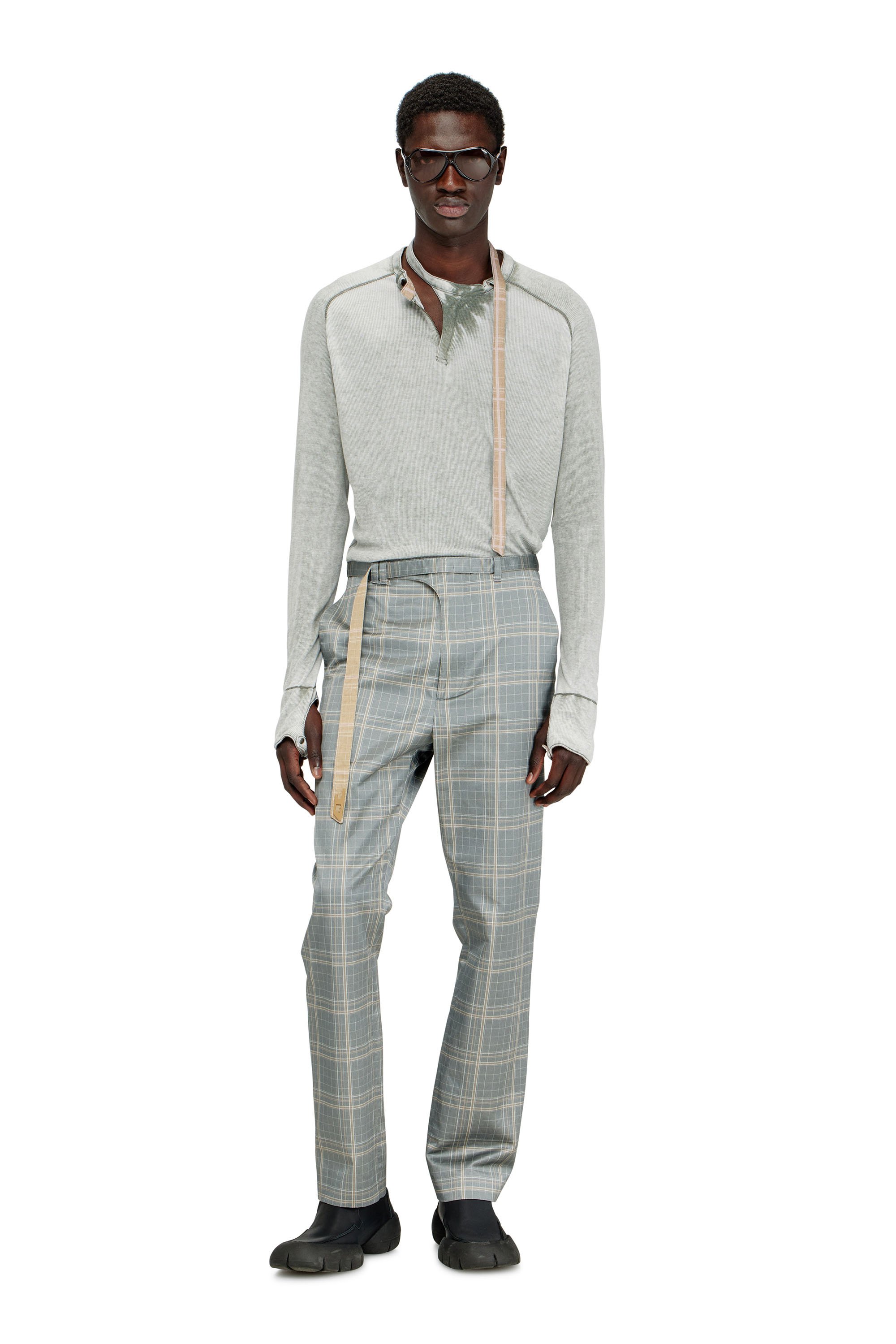 Diesel - T-GOHAN, Man's Rib-jersey top with biker neck strap in Grey - 2