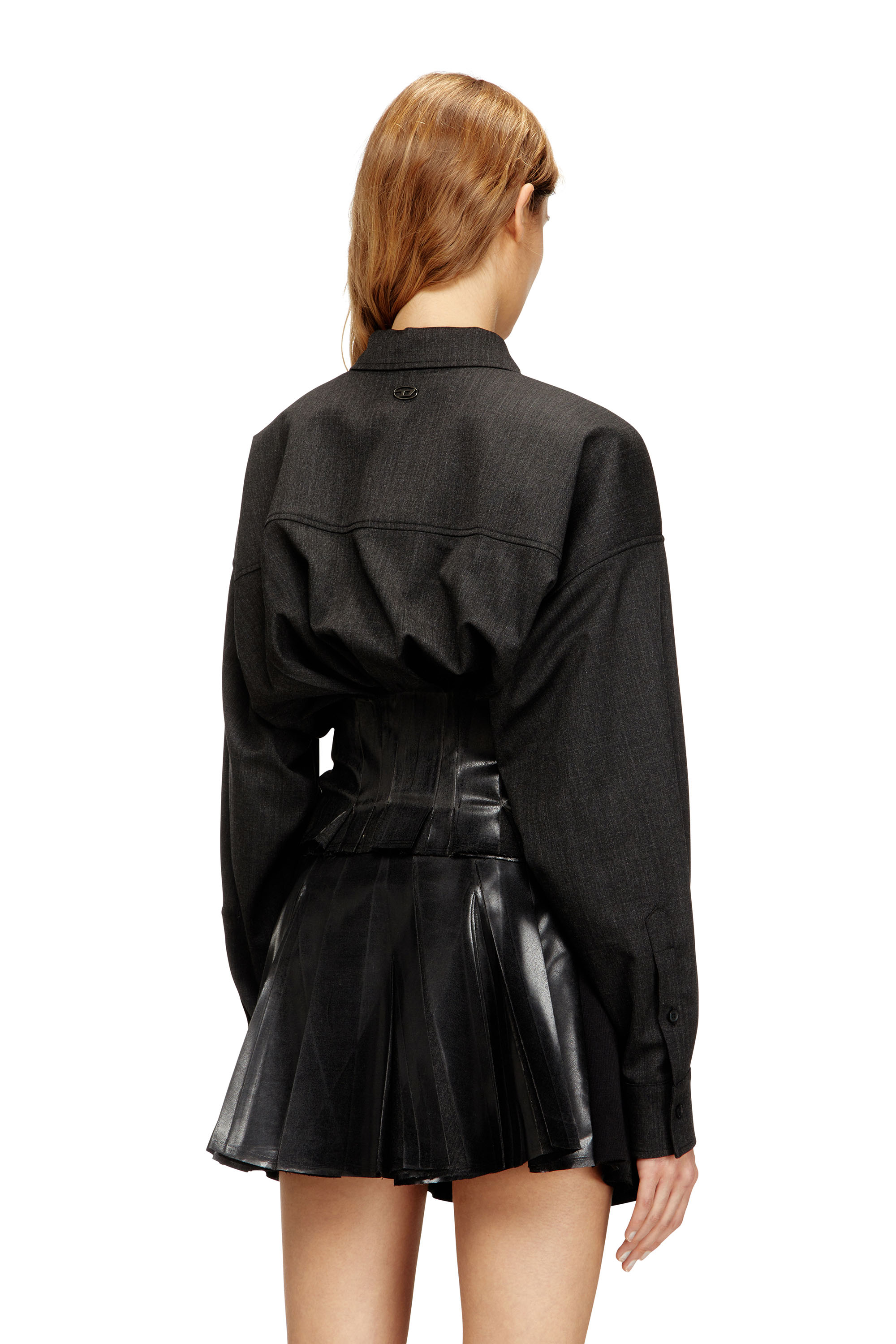 Diesel - G-ANBU, Woman's Tailoring shirt-jacket with coated pleats in null - 4