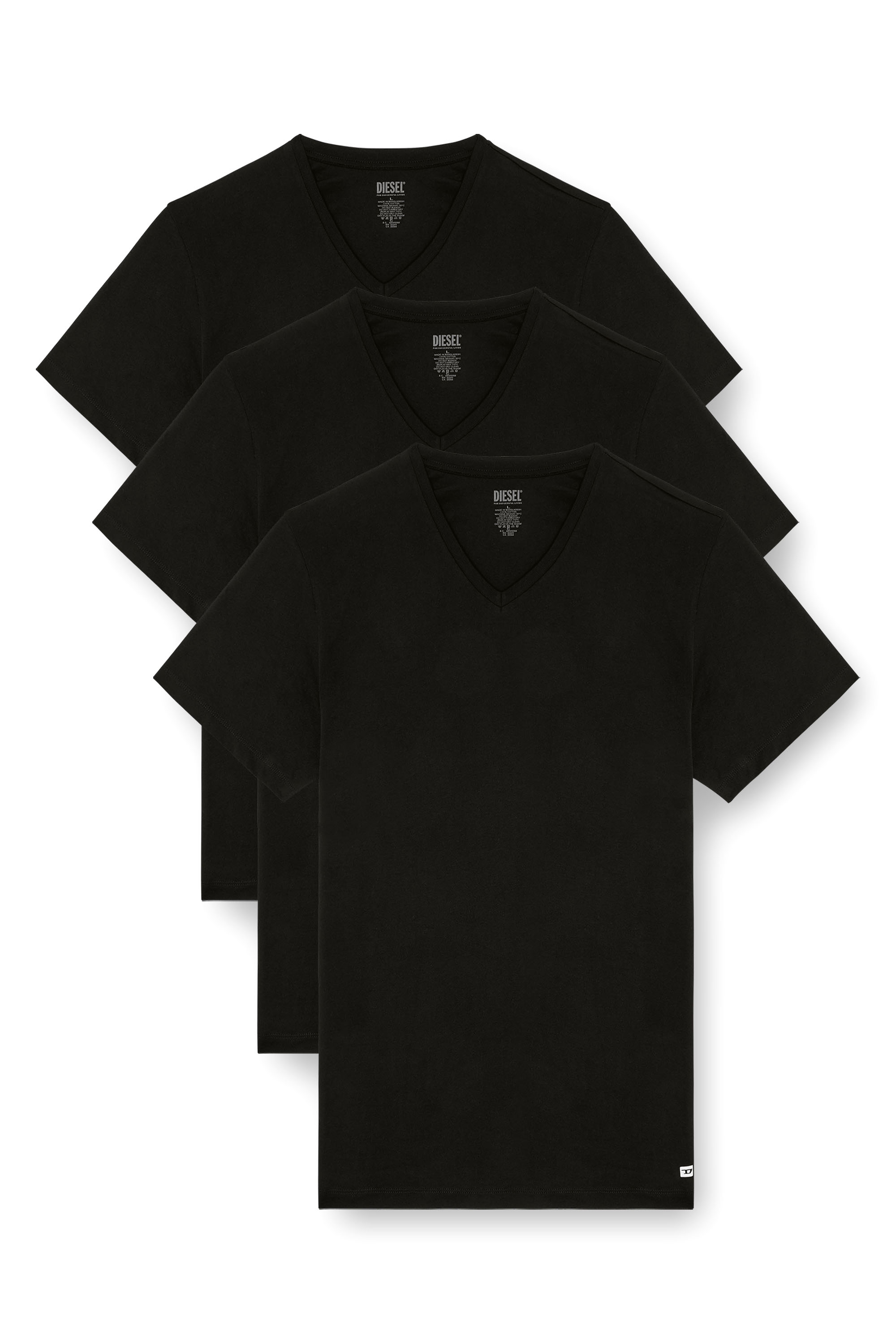 Diesel - MICHAEL-D-BOX-3PACK, Man's Three-pack of V-neck T-shirts in Black - 2