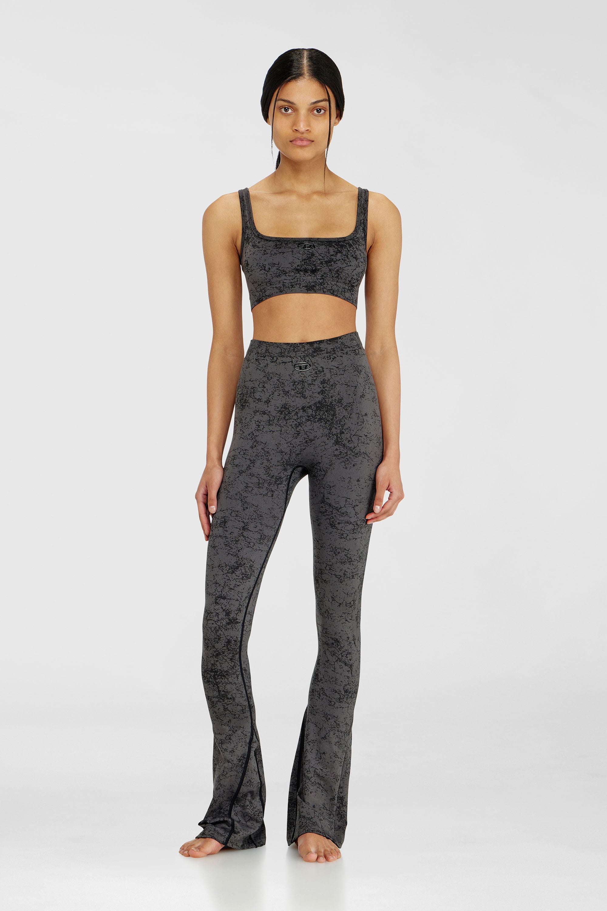 Sports bra with utilitarian print